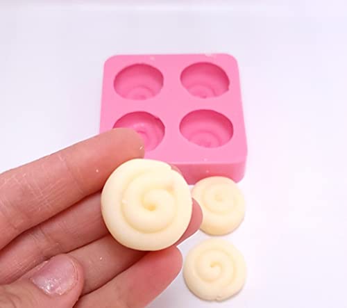 1 Inch Mini Cinnamon Roll Silicone Mold - 4 Cavity Wax Melts, Soap & Candle Making Mold for Baking, DIY Crafts - Perfect for Homemade Desserts, Party Favors and Gift Making