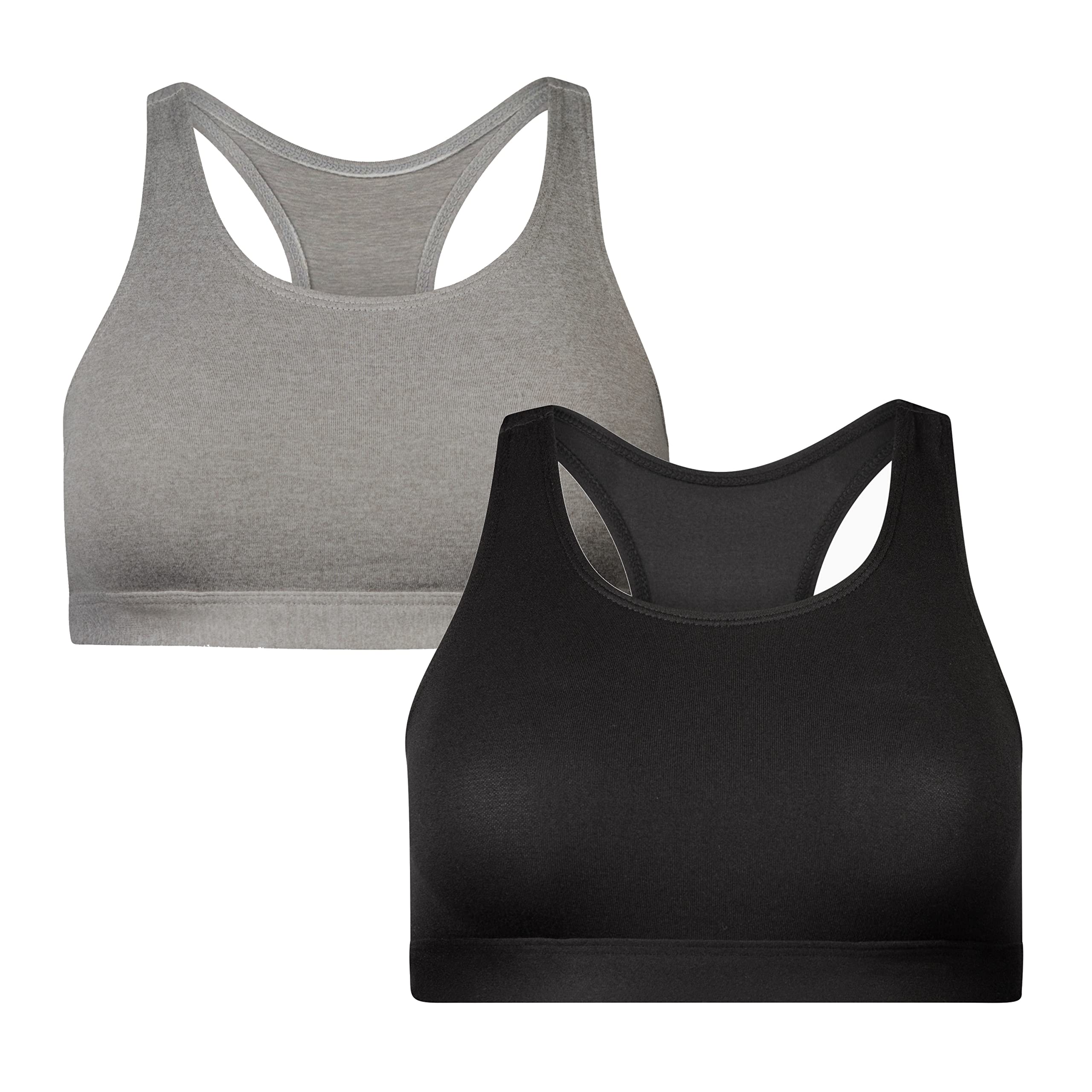 Best Girls Sports Racerback Bra - Breathable Workout Bras for Teens in Print & Solid Colors - 2 Pack - Perfect for Running, Yoga & Gym Training
