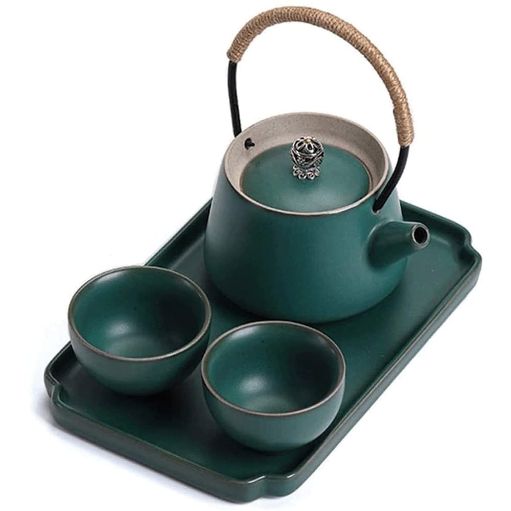 Premium Mini Travel Ceramic Tea Set - Chinese Kung Fu Teapot with 2 Porcelain Cups & Portable Storage Bag | Perfect for Outdoor Picnic, Camping, Hotel Stay & Office Tea Break