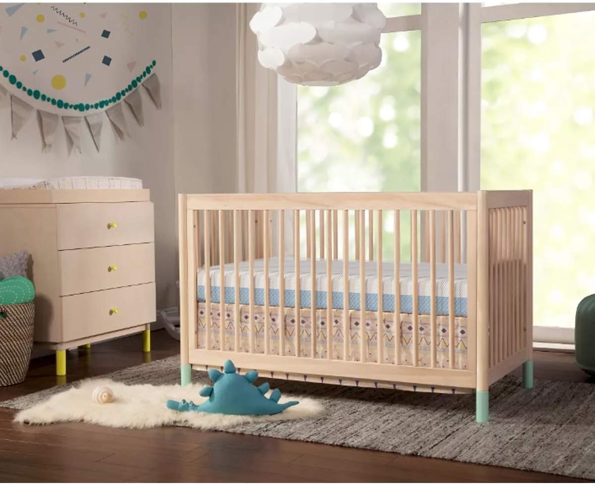 Dual-Sided Memory Foam Crib Mattress for Infants & Toddlers - Breathable 3-Layer Premium Baby Bed Mattress with Removable Washable Cover (White & Blue) | Safe & Comfortable Nursery Sleep Solution for Newborns to Toddlers