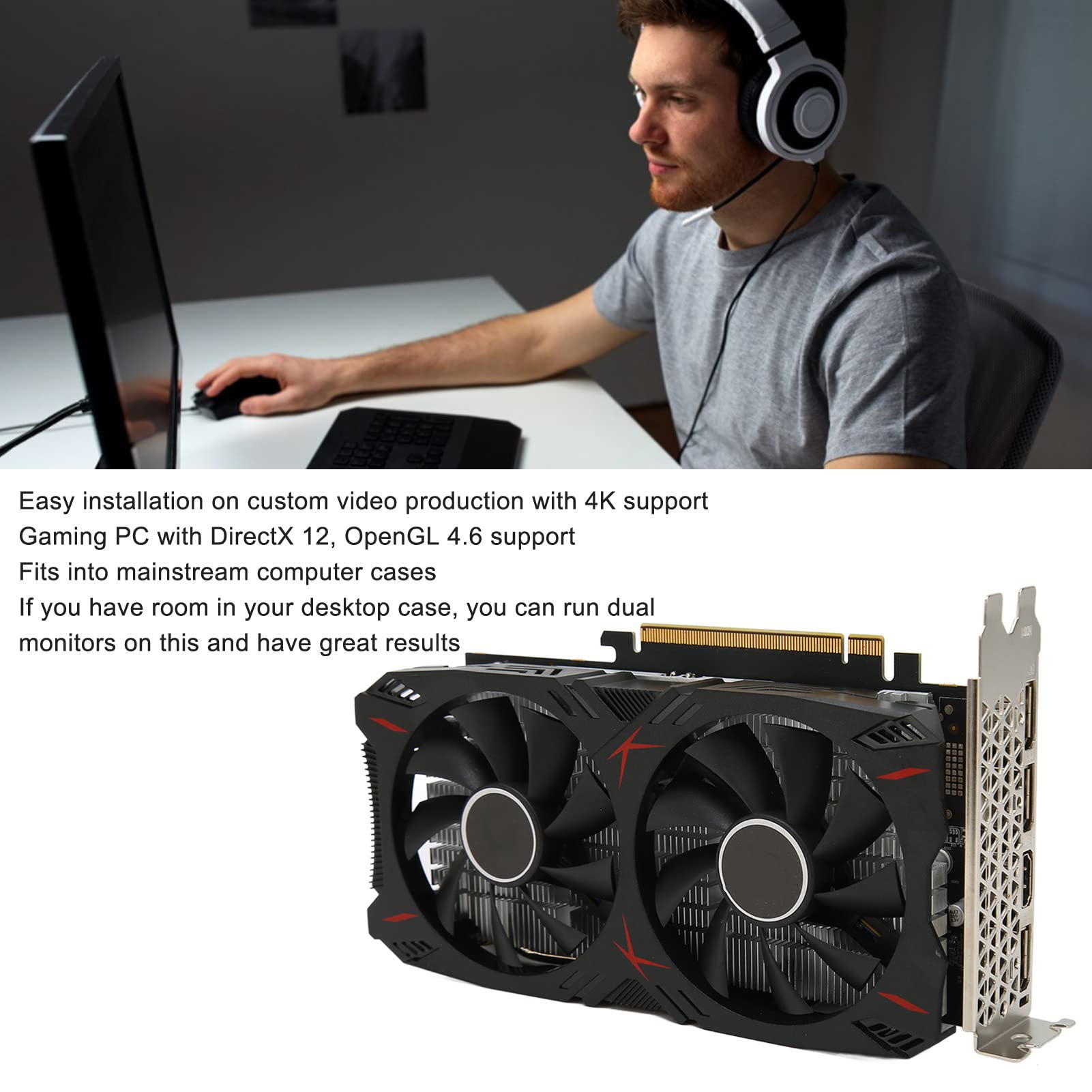 NVIDIA GTX 1060 6GB GDDR5 Gaming Graphics Card - GP106 Core, 16nm Process, 4K UHD Support, Dual Fan Cooling for PC Desktop - Perfect for Fortnite, PUBG & VR Gaming