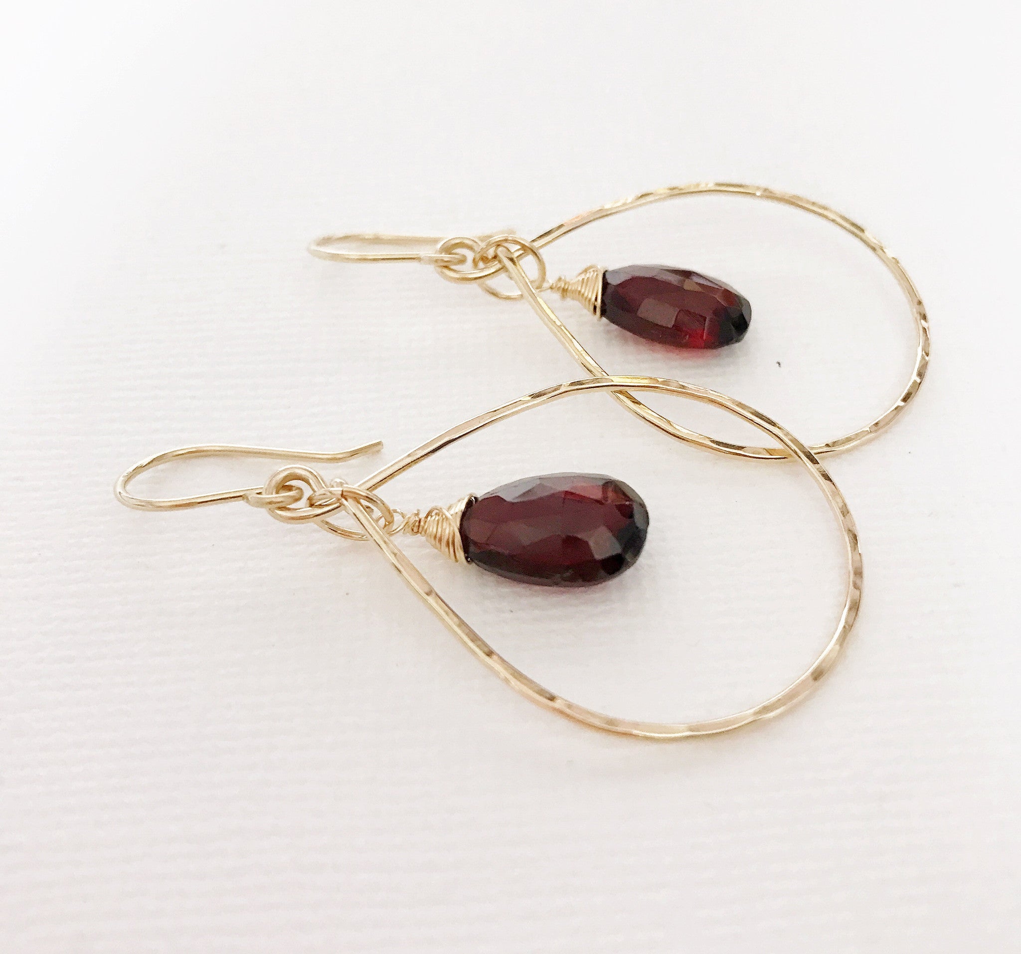 Garnet Hana Earrings (E325) – Elegant Red Gemstone Jewelry for Women, Perfect for Parties, Weddings & Special Occasions