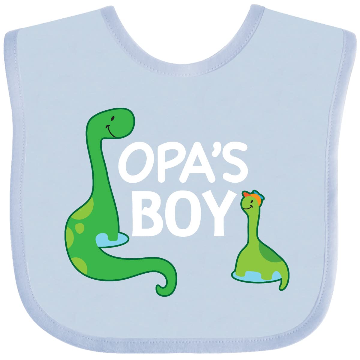 Inktastic Opa's Boy Grandson Dinosaur Baby Bib - Soft Cotton Drool Bib for Toddlers, Fun Dinosaur Design - Perfect for Feeding Time, Daycare & Photo Shoots