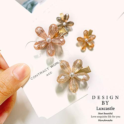 Luxcastle 4PCS Crystal Pearl Floral Hair Clips Set - Elegant Bridal Hair Accessories for Women & Girls, Shiny Hairpins for Weddings, Parties & Special Occasions