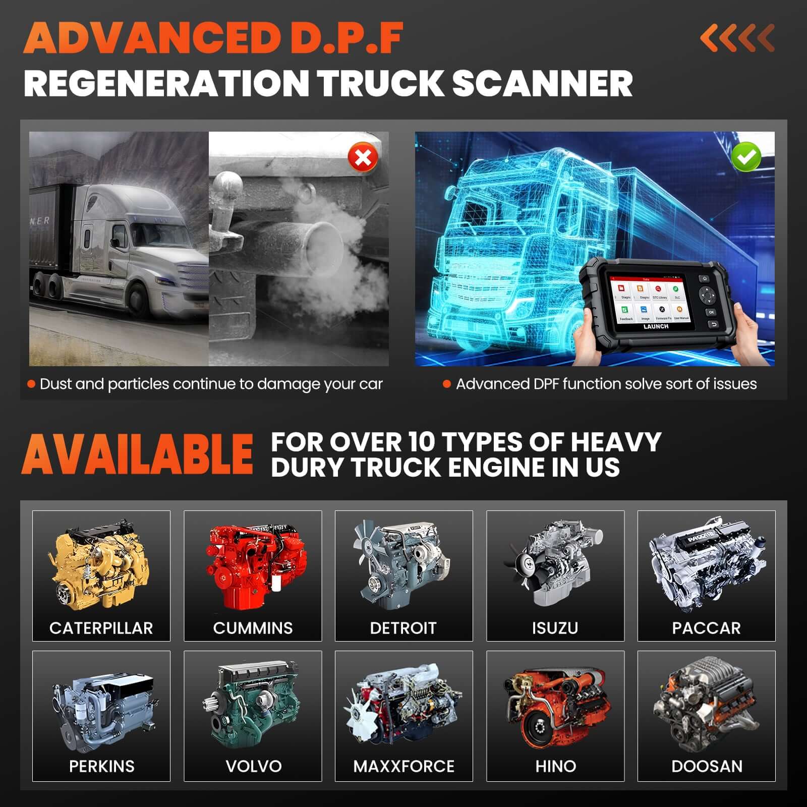 LAUNCH CRP129 HD Elite Heavy Duty Truck Full System Scanner with 7 Resets - Professional OBD2 Diagnostic Tool for Diesel & Gas Engines - Perfect for Mechanics & DIY Auto Repairs