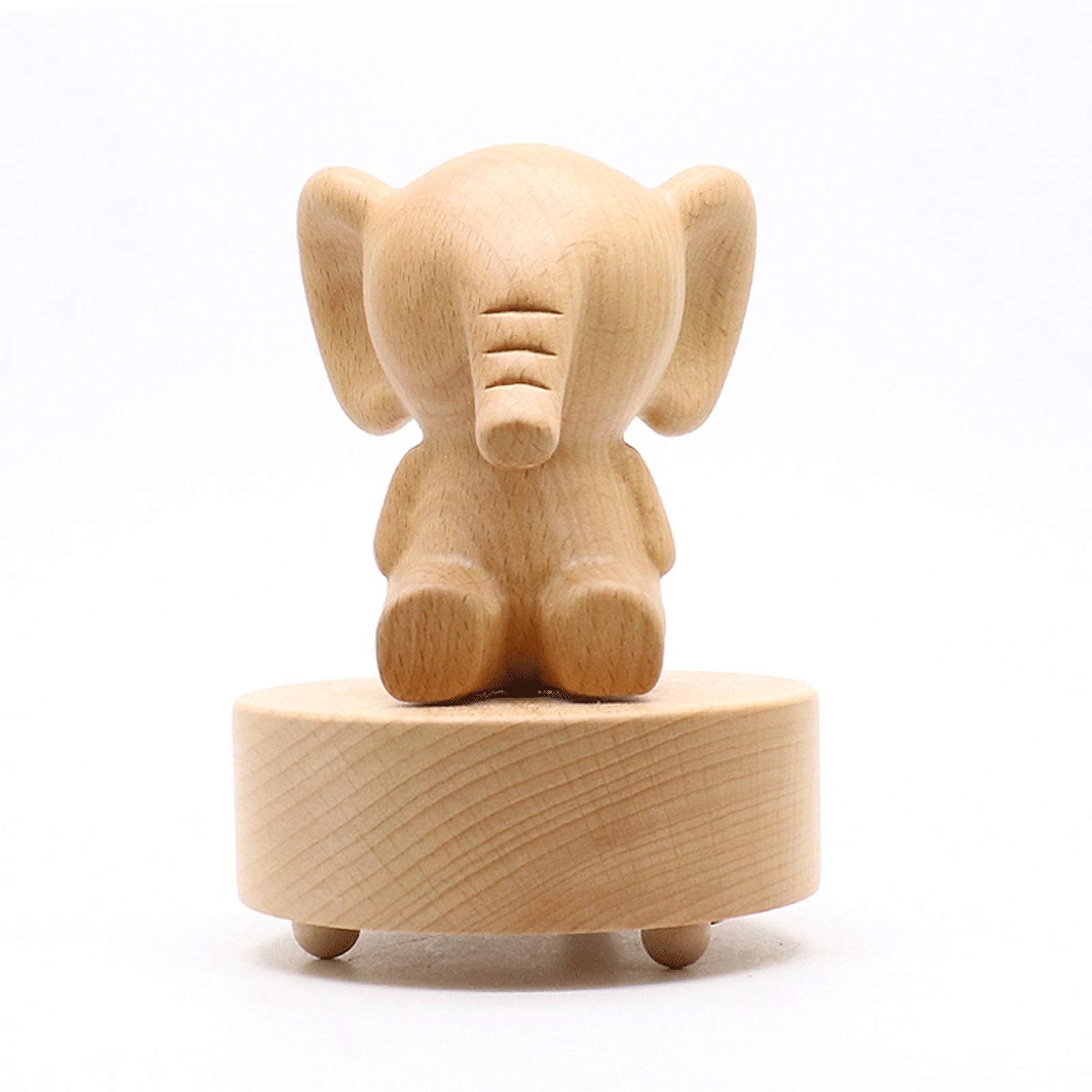 HOLPPO-UGR Elephant Wooden Rotating Music Box - Handcrafted Gift for Kids, Girlfriend & Family - Unique Birthday, Christmas & New Year Present - Perfect for Nursery Decor, Wedding Favors & Holiday Parties