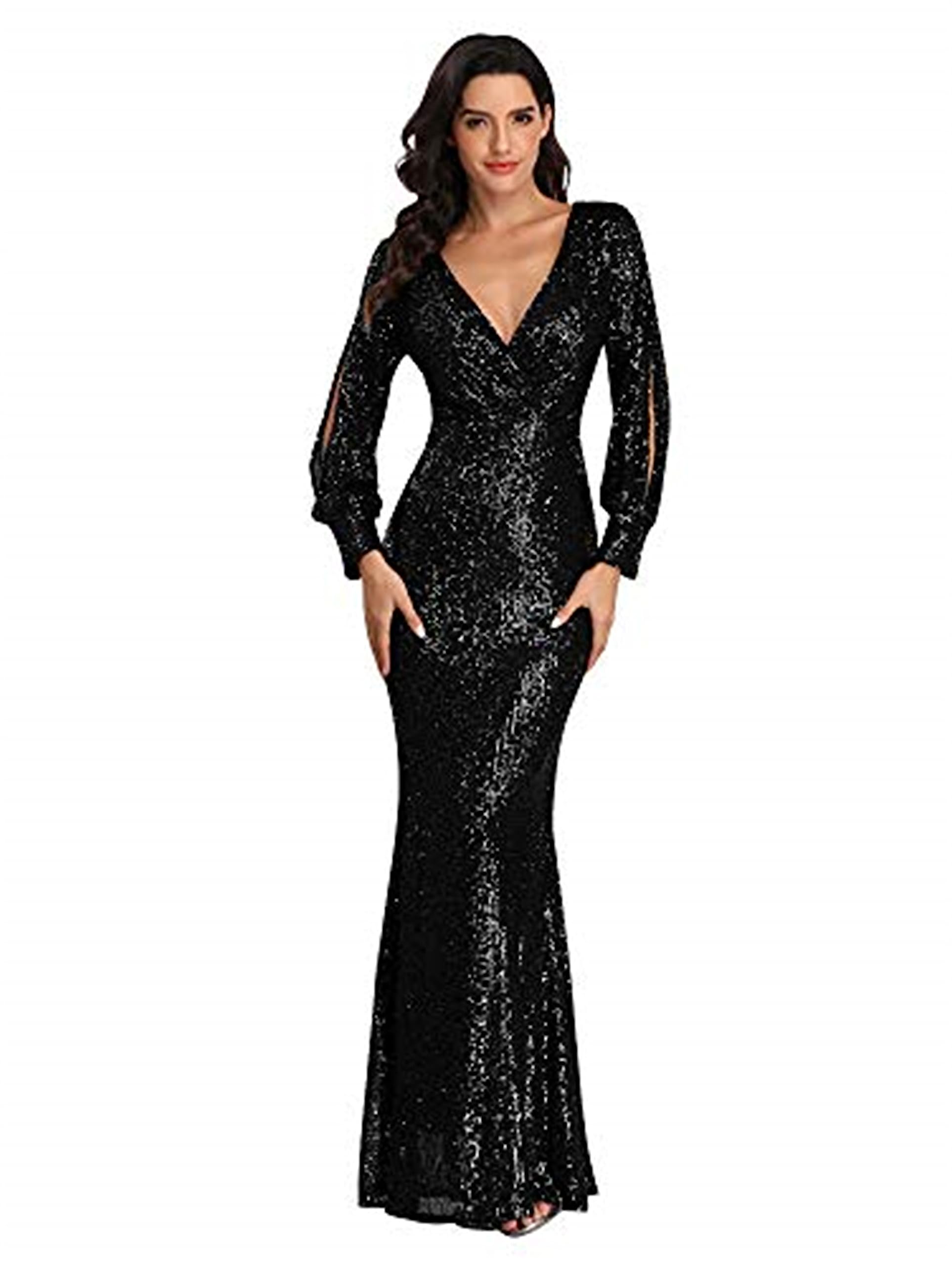 Sparkling Sequin Mermaid Evening Dress for Women - Elegant Sleeve Prom Gown for Parties, Galas & Special Occasions