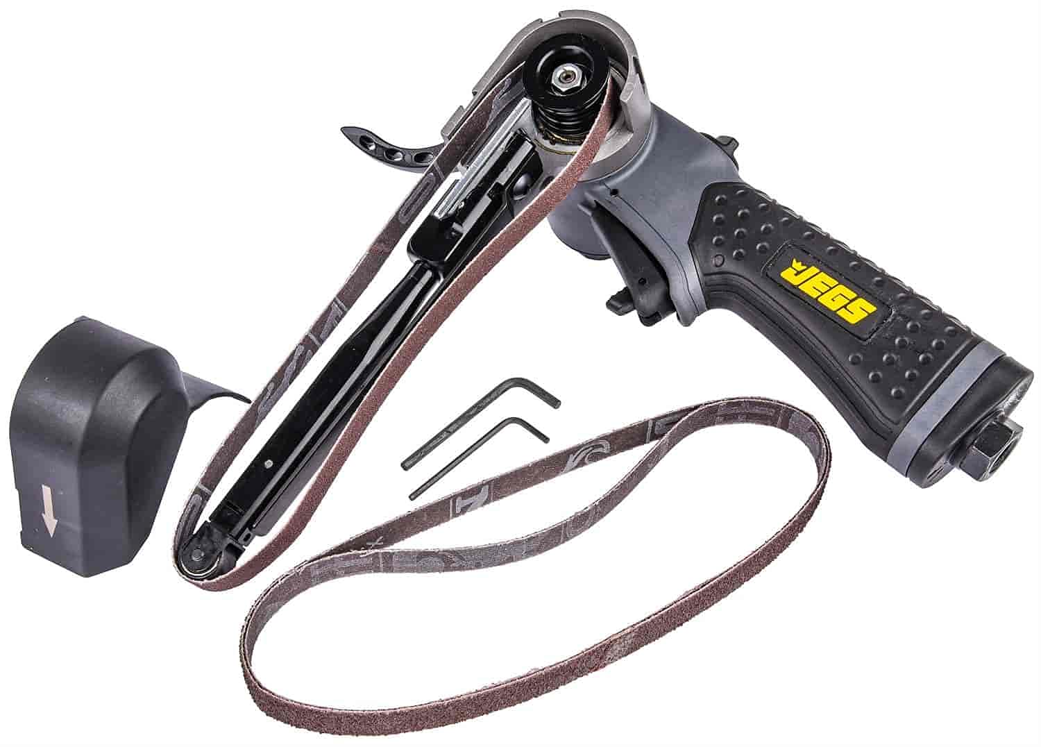 JEGS 81145 6.5 Inch Air Belt Sander - Heavy Duty Pneumatic Belt Sander for Metal, Wood & Auto Body Work - Perfect for Sanding, Grinding & Finishing in Workshops & Garages