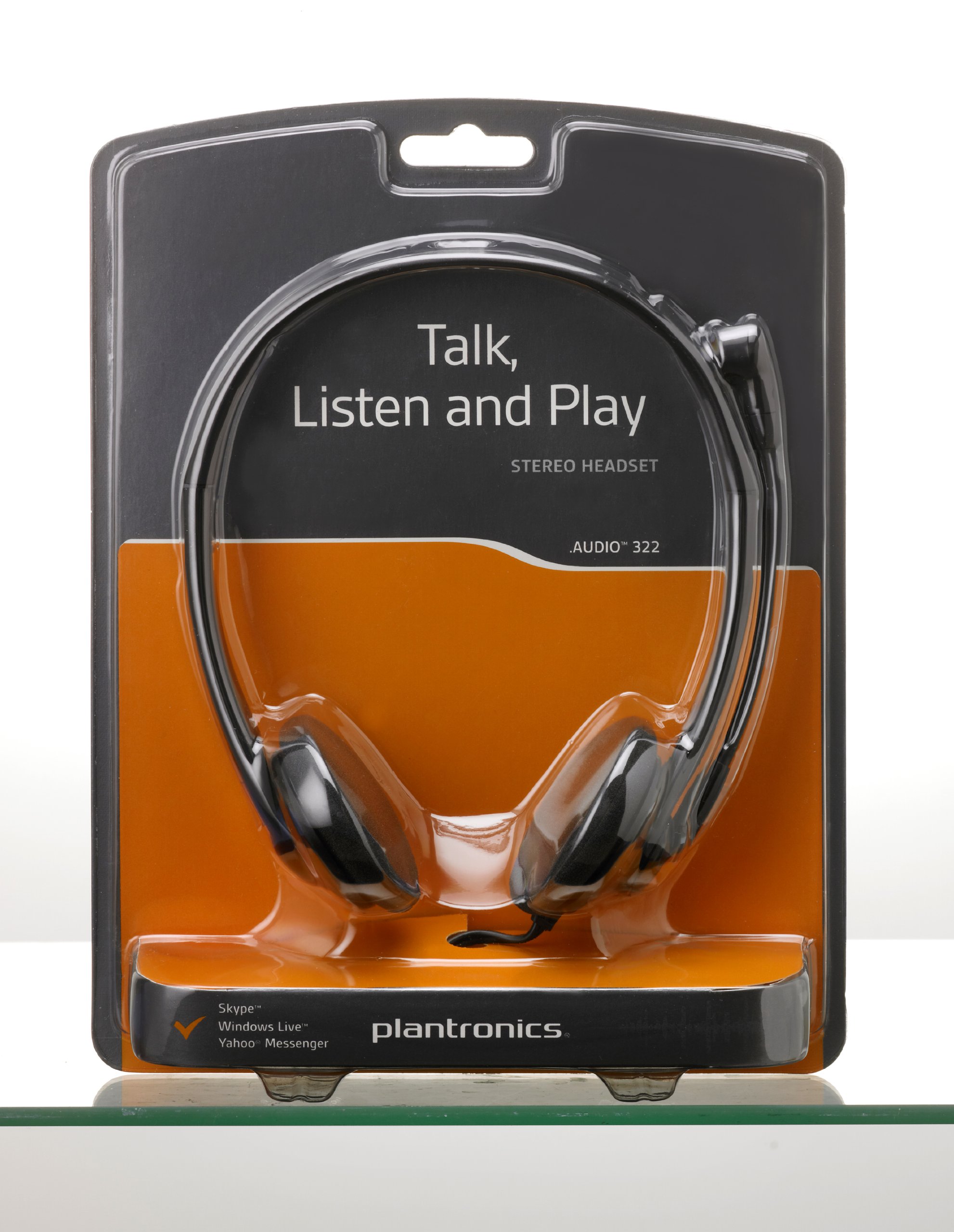 Plantronics Audio 322 Over-the-Ear Headset with Noise Cancellation - Comfortable Stereo Headphones for Office, Call Center & Remote Work (Black)