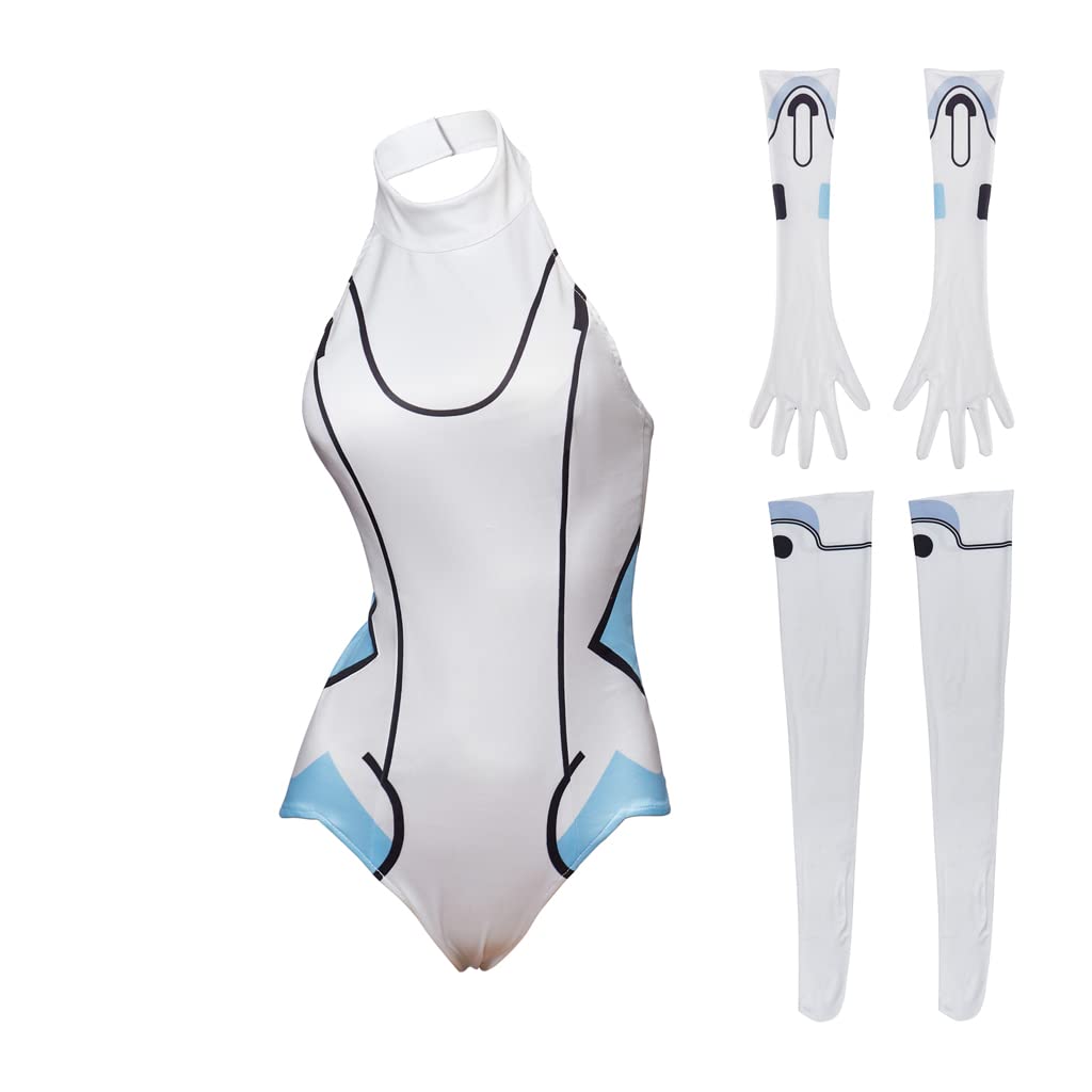 Hyperdimension Neptunia Blanc White Heart Cosplay Costume for Women - Complete Outfit with Gloves & Stockings - Perfect for Anime Conventions, Halloween Parties and Cosplay Events