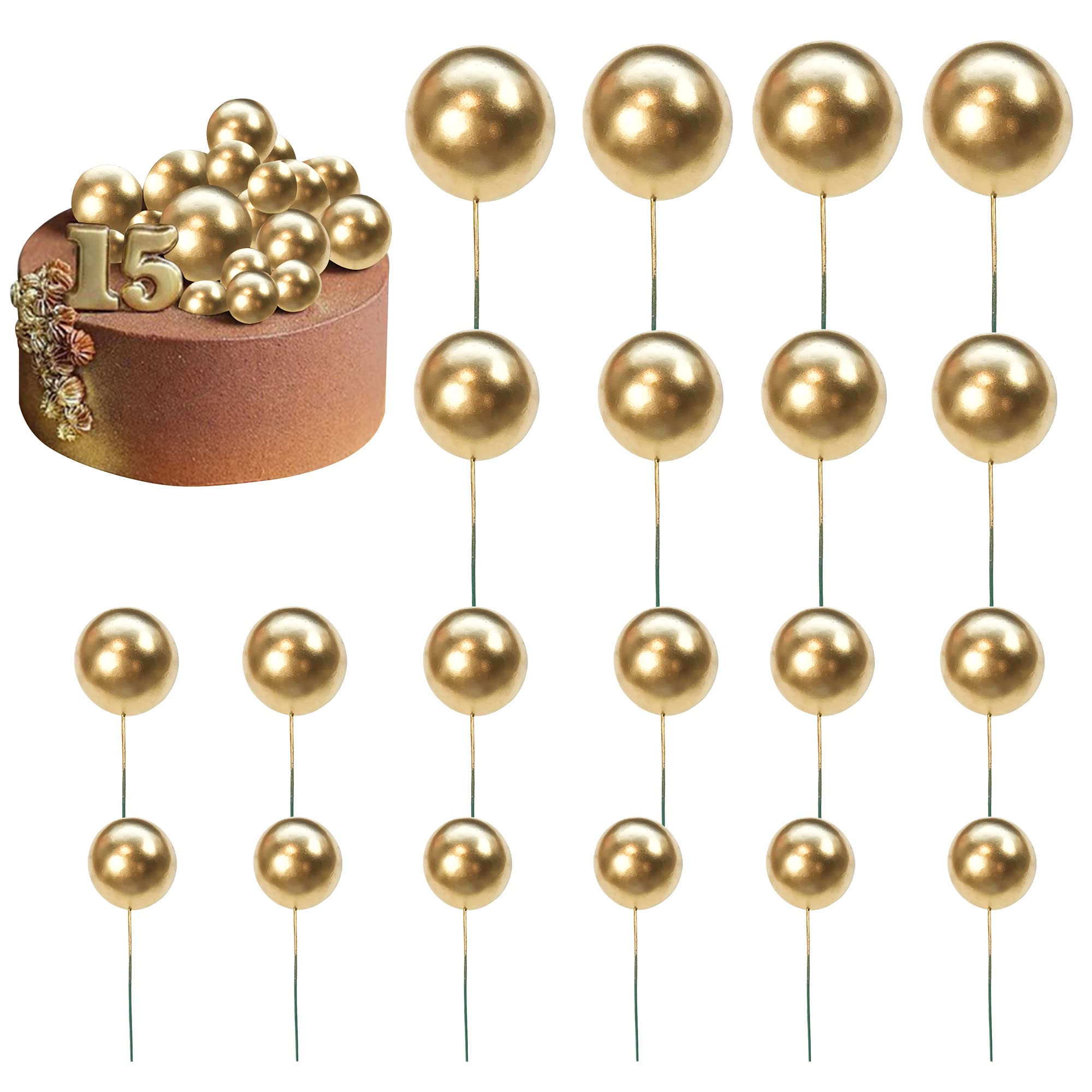 Mini Pearl Foam Ball Cake Toppers - Decorative Cupcake Picks for Wedding, Birthday, Baby Shower & Anniversary Parties | Baking Decoration Supplies for Cakes, Desserts & Sweet Treats