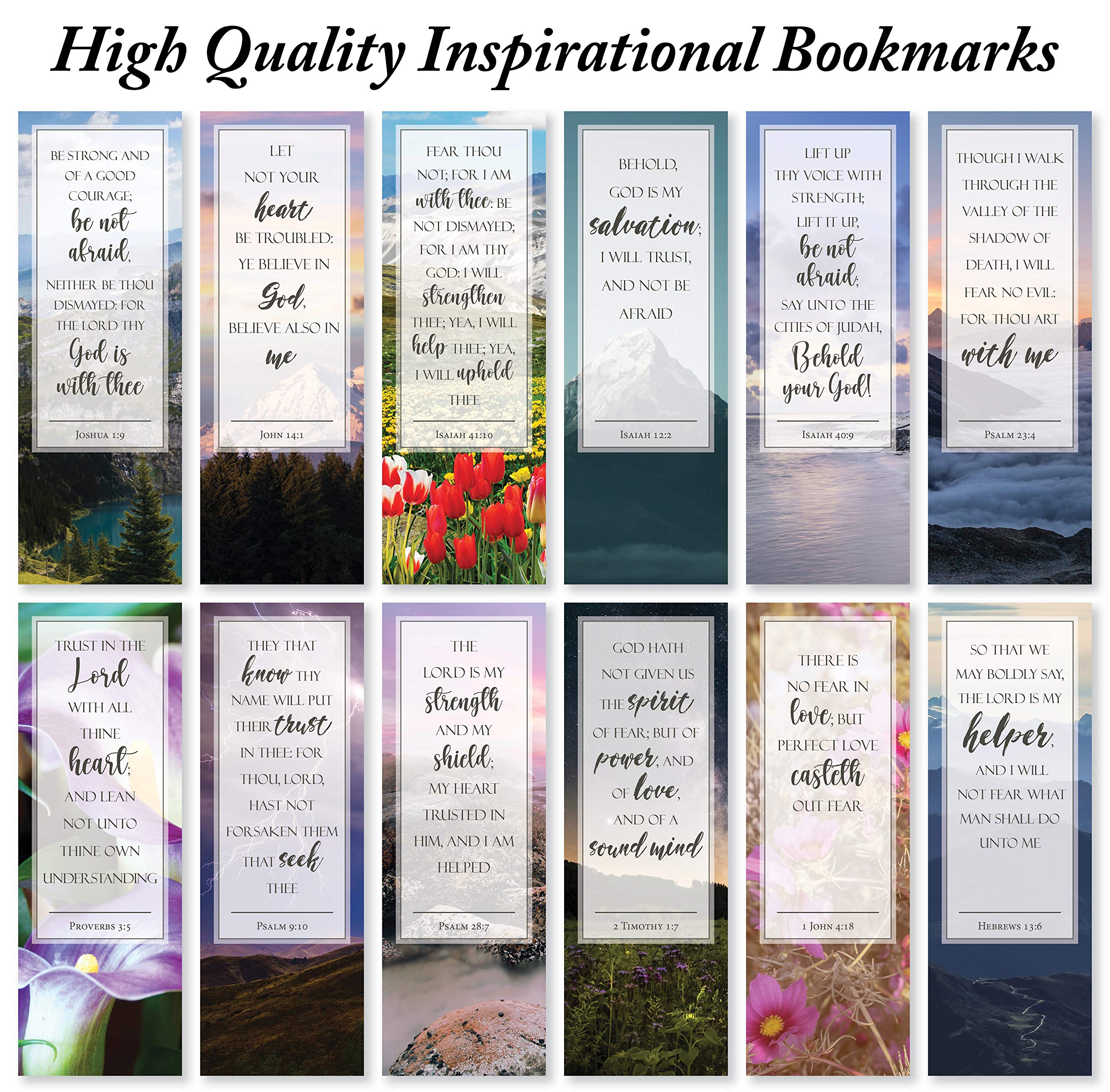 Be Not Afraid Bible Verse Bookmarks - Pack of 48 Religious Gift for Church, Bible Study & Christian Encouragement