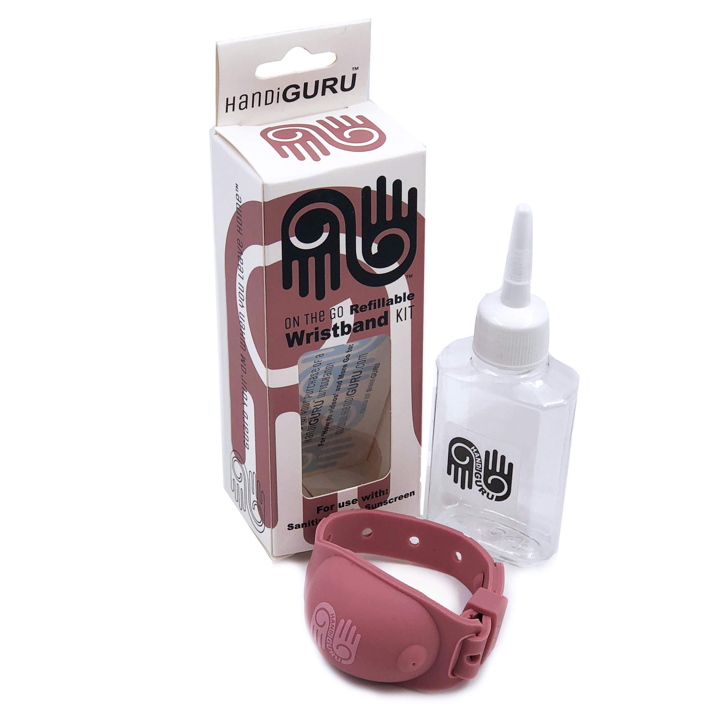 Refillable Hand Sanitizer Bracelet Kit - Portable Wristband Dispenser for Sanitizing Gel & Sunscreen - Travel Essential with Refill Bottle (Liquids Not Included) - Perfect for Outdoor Activities, Gym, Travel and Daily Hygiene (Rambling Rose)
