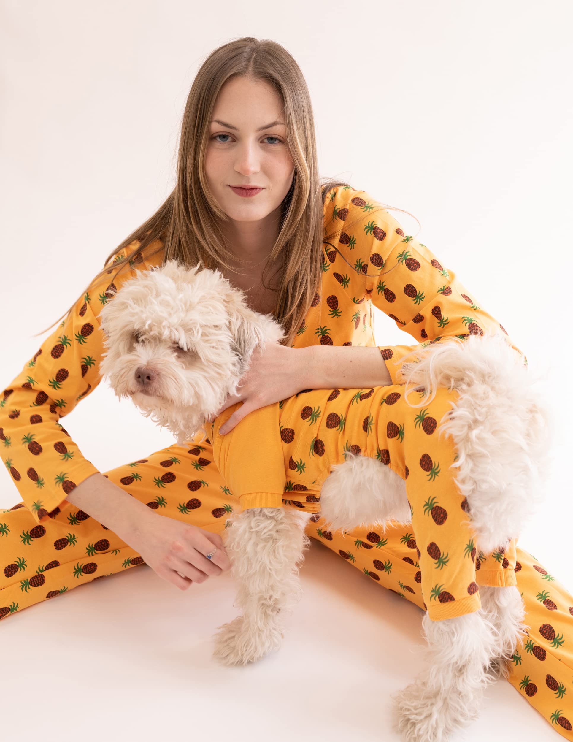 Leveret 100% Cotton Pineapple Dog Pajamas for Small Dogs - Cozy Sleepwear for Pets, Perfect for Nighttime & Indoor Lounging