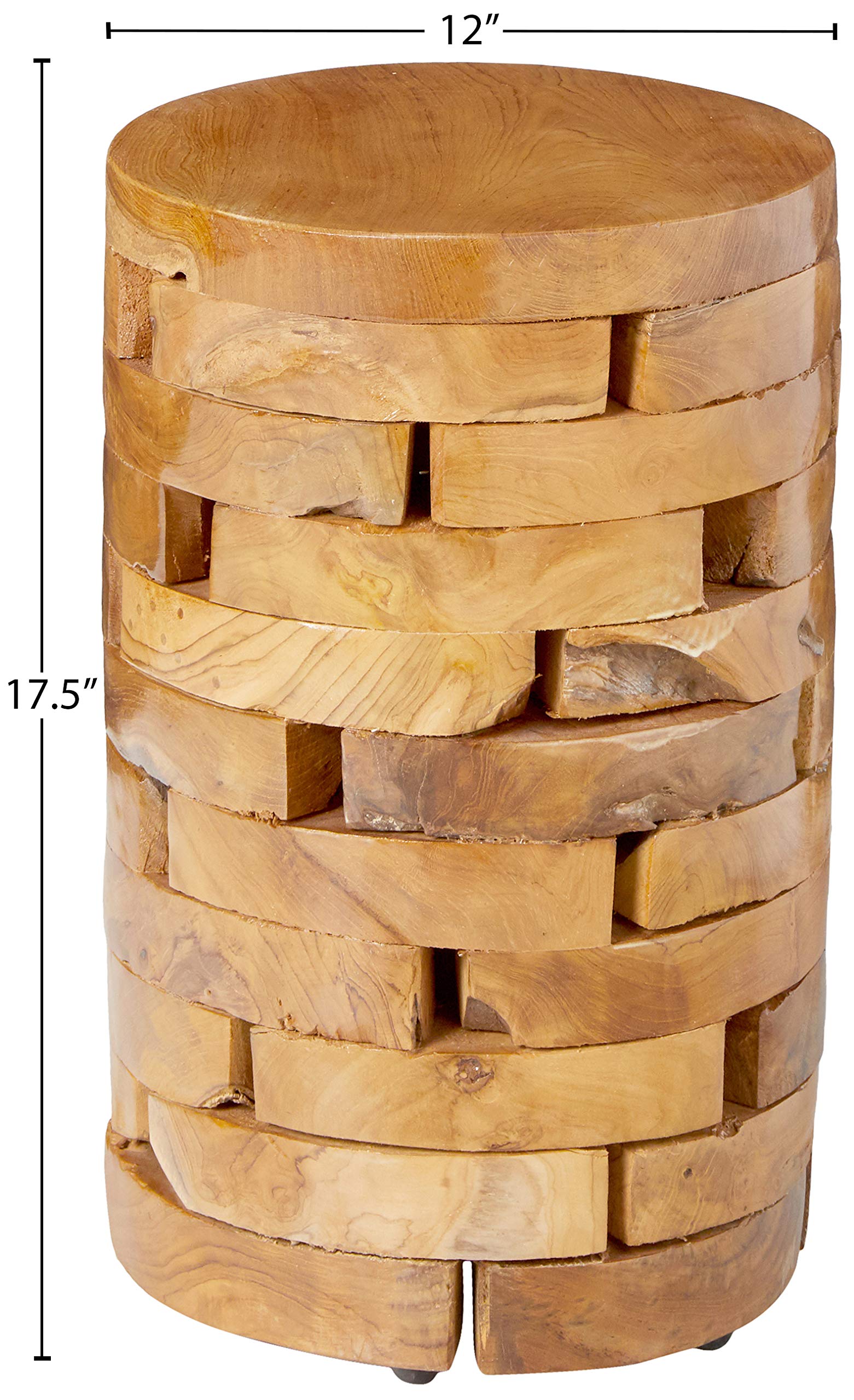 Bare Decor Stonehenge Solid Teak Wood Accent Table - Handcrafted Natural Wood Side Table for Living Room, Bedroom & Office Decor