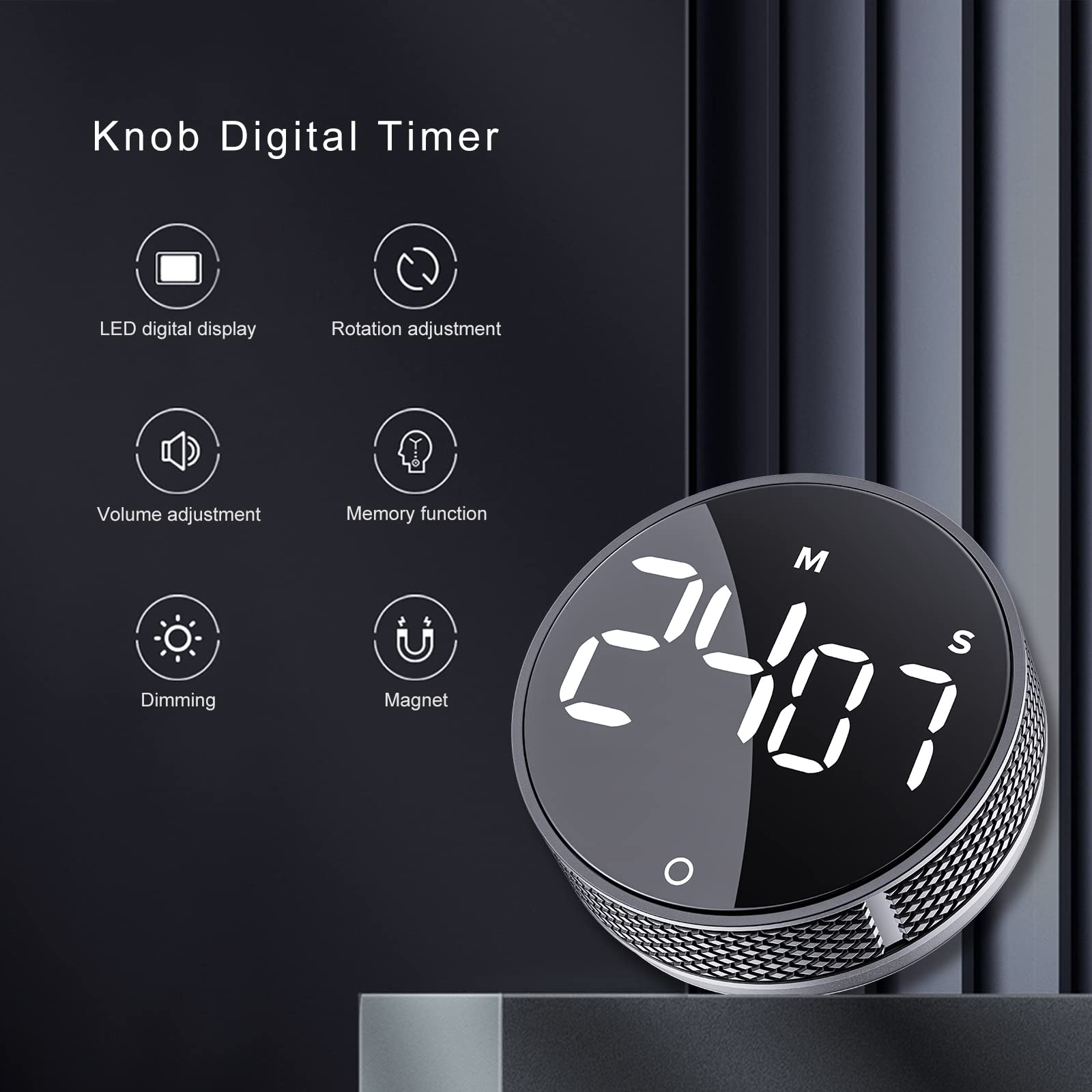 AVINIA Digital Kitchen Timer with Large LED Display - Magnetic Countdown/Countup Timer for Cooking, Baking, Fitness, Classroom & Study - Easy-to-Use Visual Timer for Kids, Seniors & Teachers (Silver) | Perfect for Meal Prep, Workout Timing & Learning Activities