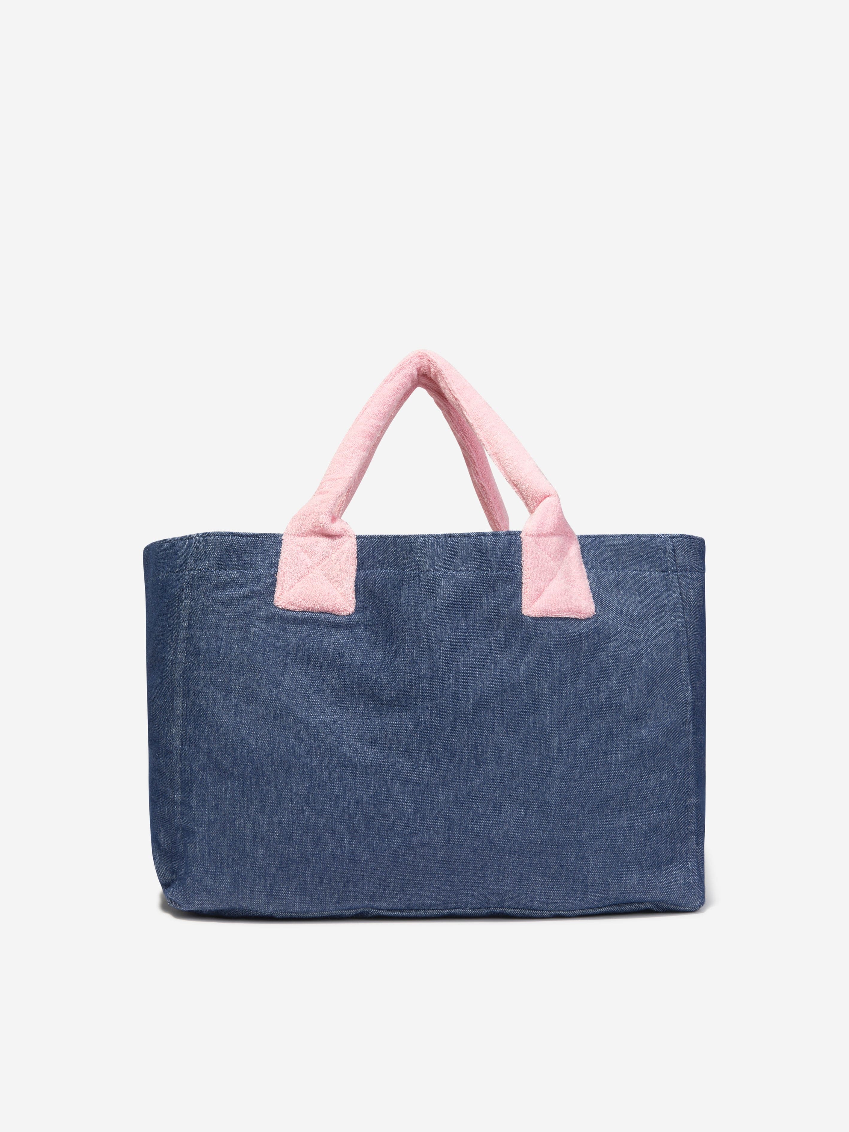 AY by AYLA Girls Denim Look Tote Bag in Blue - Stylish Crossbody Shoulder Bag for School, Travel & Everyday Use