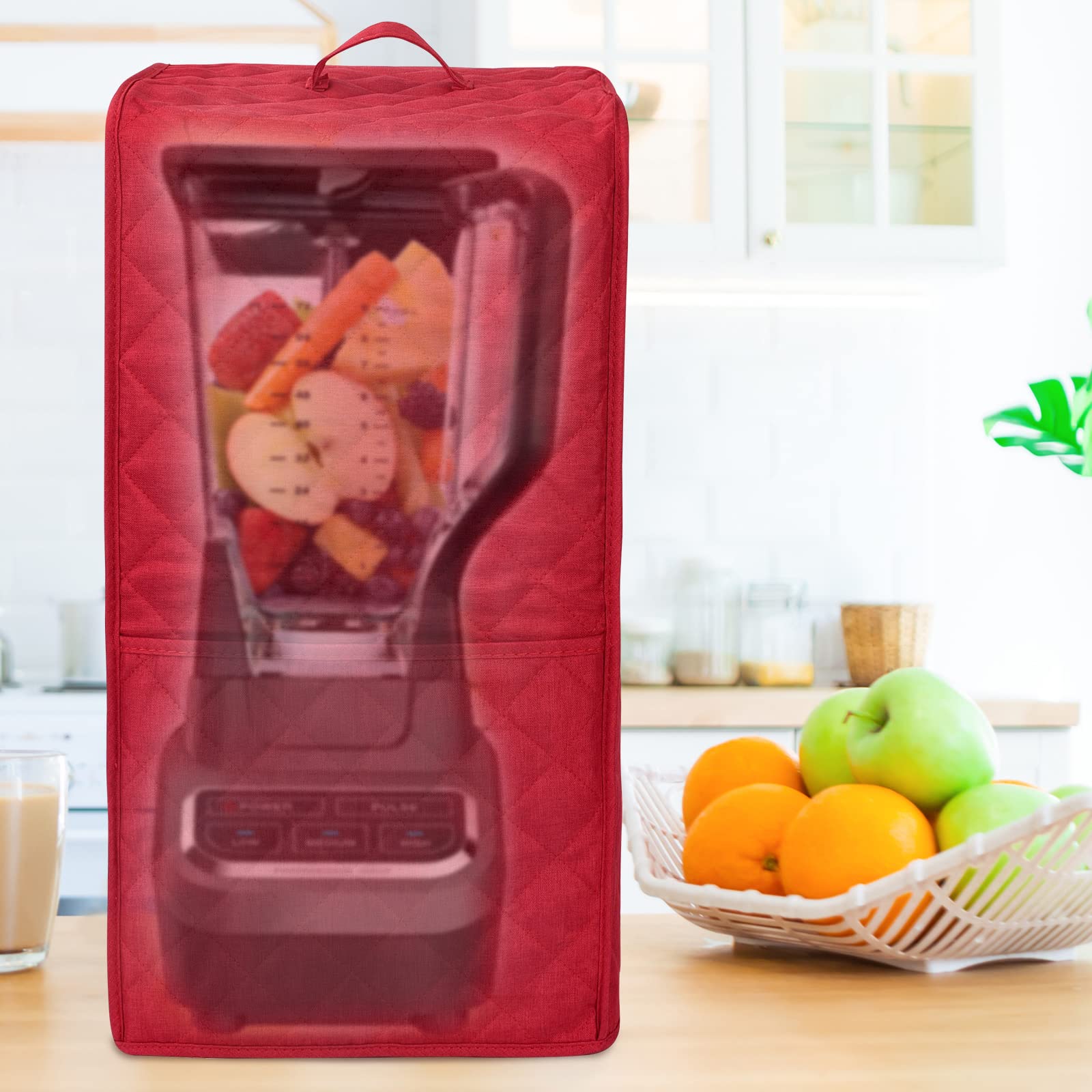 Ninja Foodi Blender Cover with Accessory Pocket - Red Kitchen Appliance Dust Protector for Smoothie Makers & Food Processors - Perfect for Home, Office, or Restaurant Use