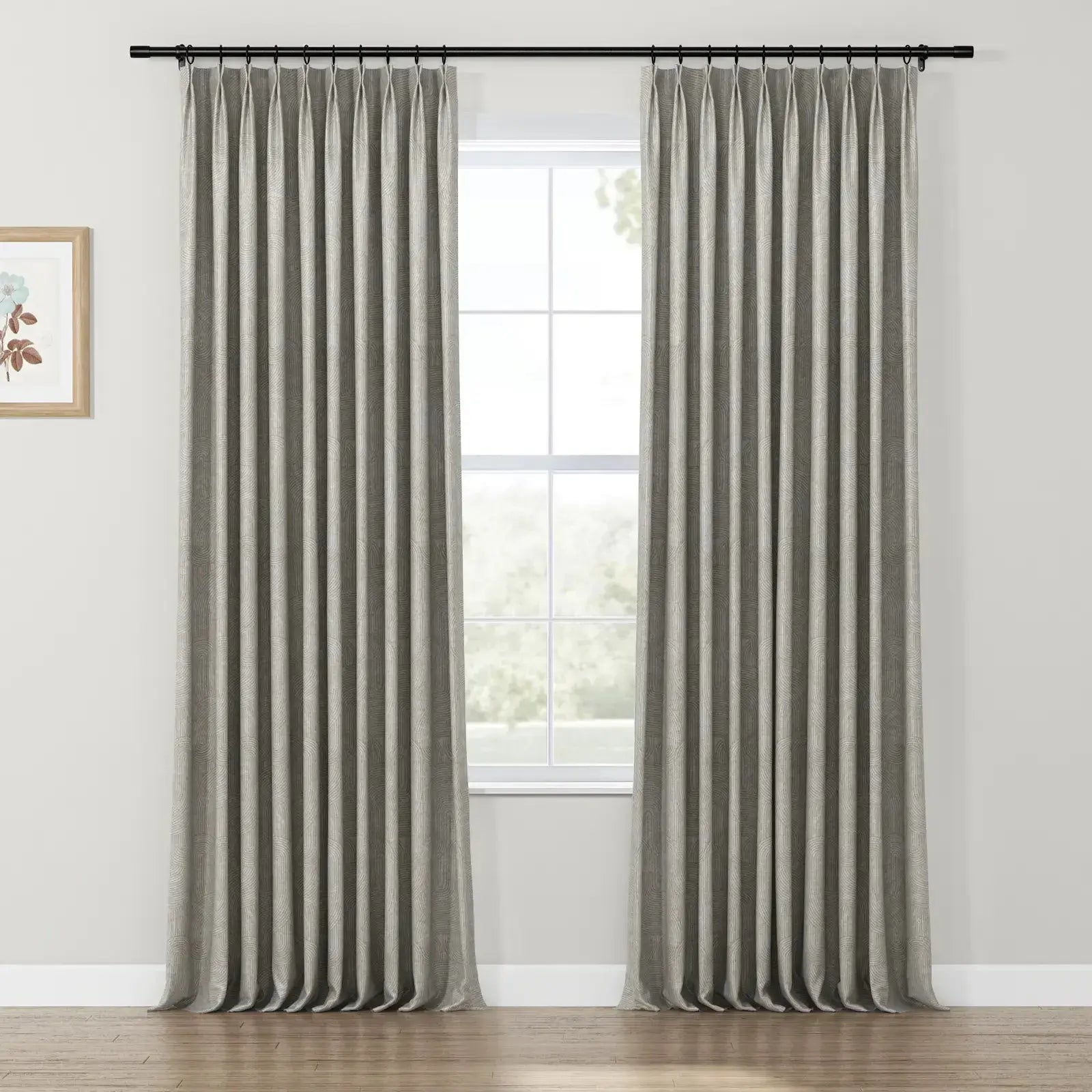 Lydia Rib Jacquard Curtains - Elegant Pleated Window Drapes for Living Room & Bedroom - Blackout Thermal Insulated Sheer Panels for Home Decor