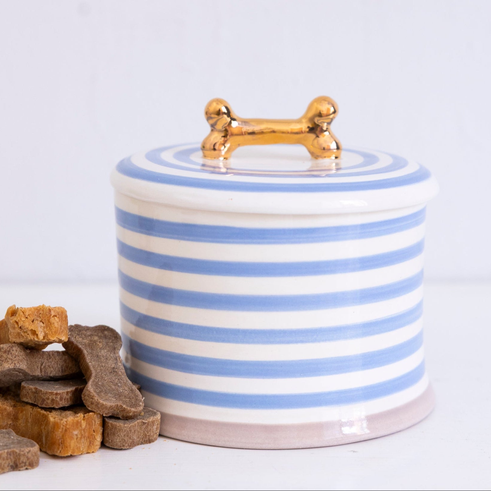 Jill Rosenwald X Polkadog Bone Jar - French Inspired Ceramic Dog Treat Jar - Perfect for Kitchen Counter or Pet Feeding Station Storage