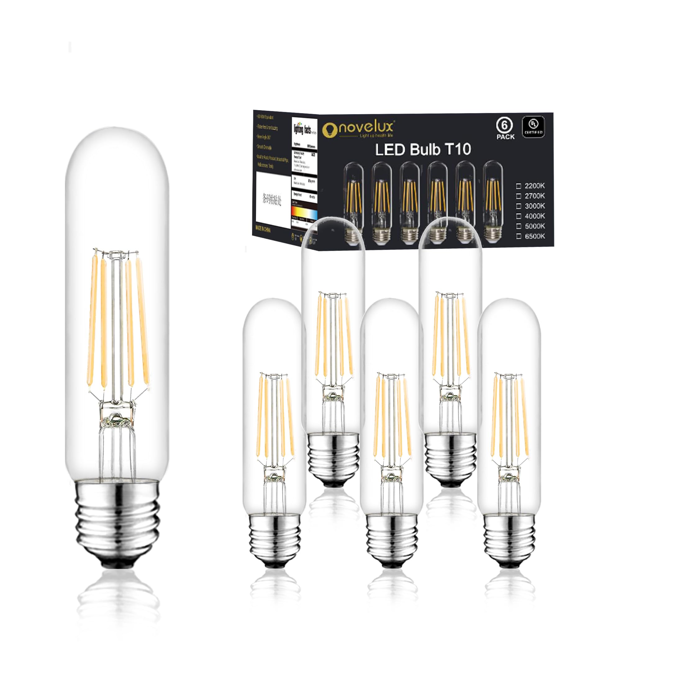 5 Inch 3000K Warm White Dimmable LED Edison Bulbs - Vintage Style Antique Decorative Light Bulbs (6 Pack) - Perfect for Wall Sconces, Rustic Pendant Lights, and Vintage Home Decor