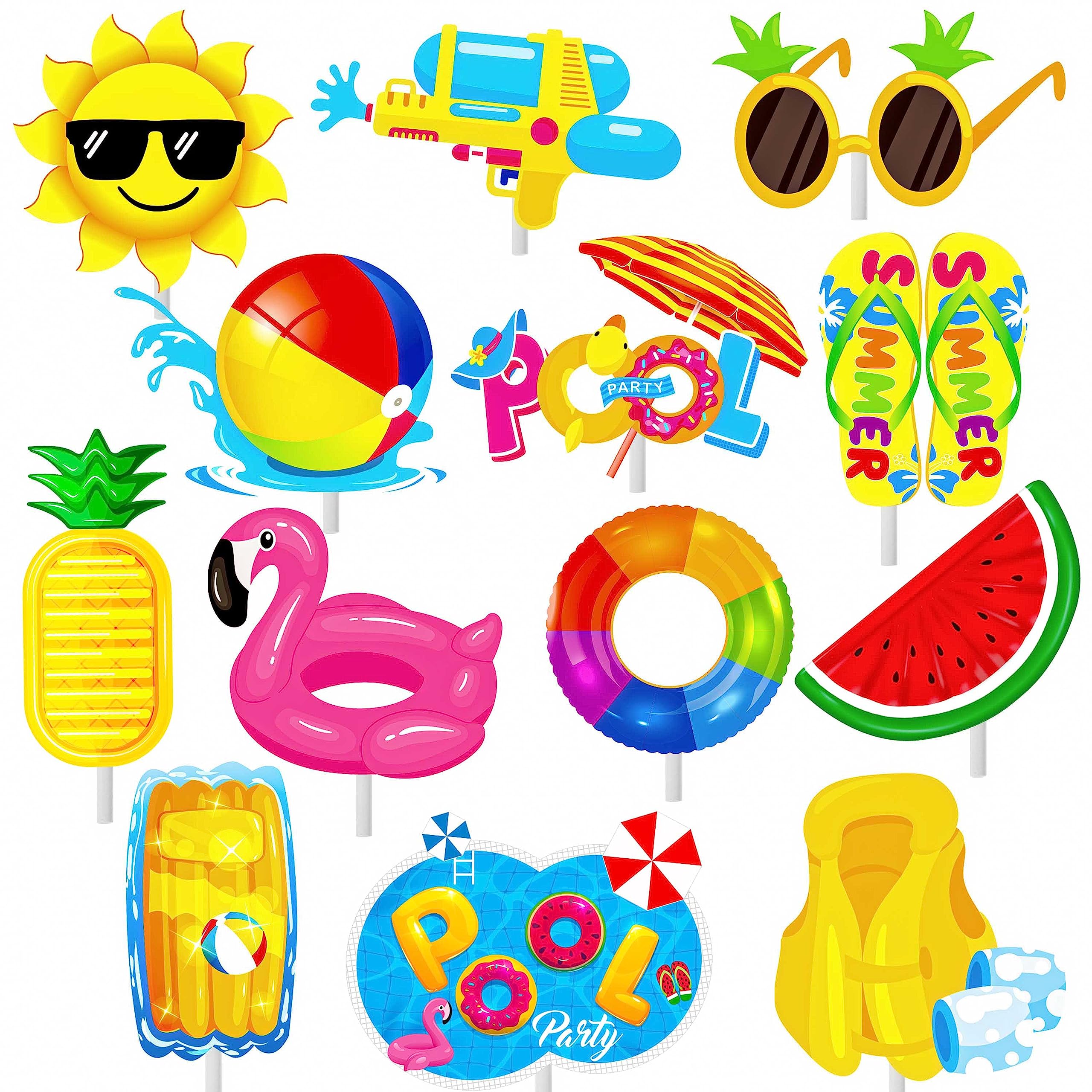 36pcs Summer Pool Cupcake Toppers Decorations - Tropical Beach Theme Party Supplies for Birthdays, Weddings, Baby Showers & Pool Parties - Perfect for Hawaiian Luau, Beach Bash & Summer Celebrations