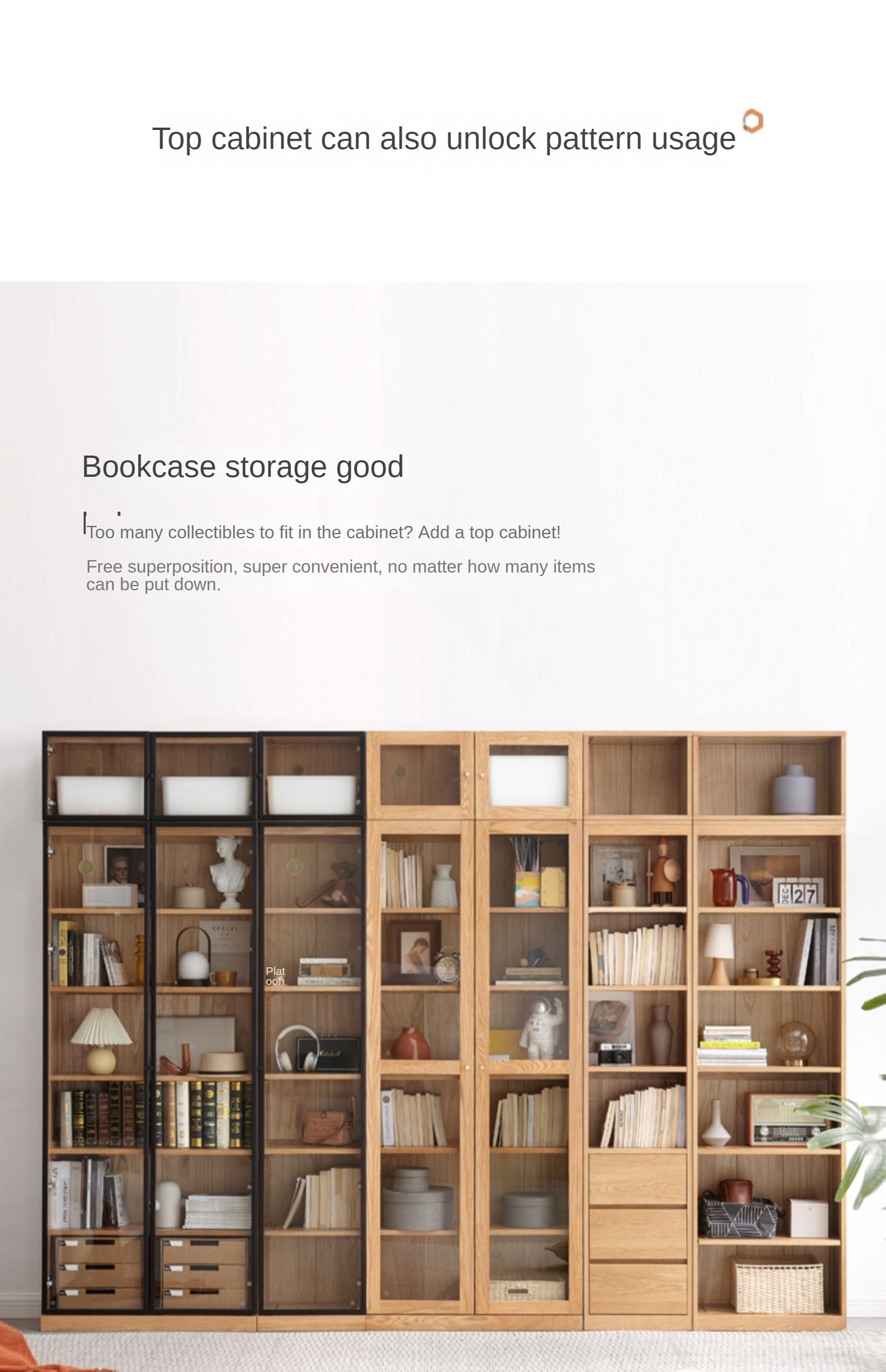 Solid Oak Wood Cabinet with Bookcase - Stylish Storage for Home Office, Living Room & Bedroom