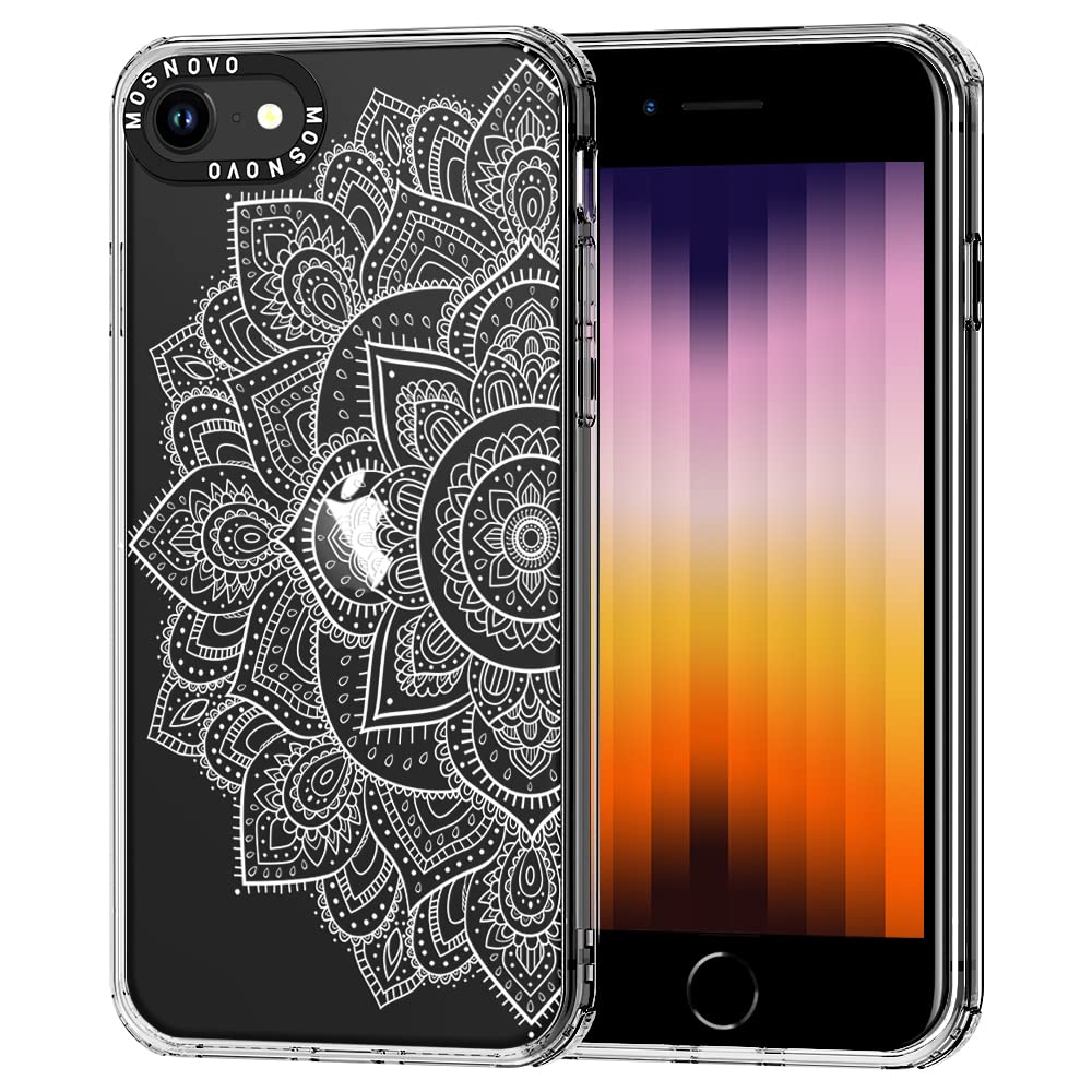 MOSNOVO iPhone SE 2022/SE 3/SE 2020/8/7 Case - Shockproof TPU Bumper with Clear Back & Stylish Mandala Design | Perfect for Daily Use, Travel & Outdoor Protection