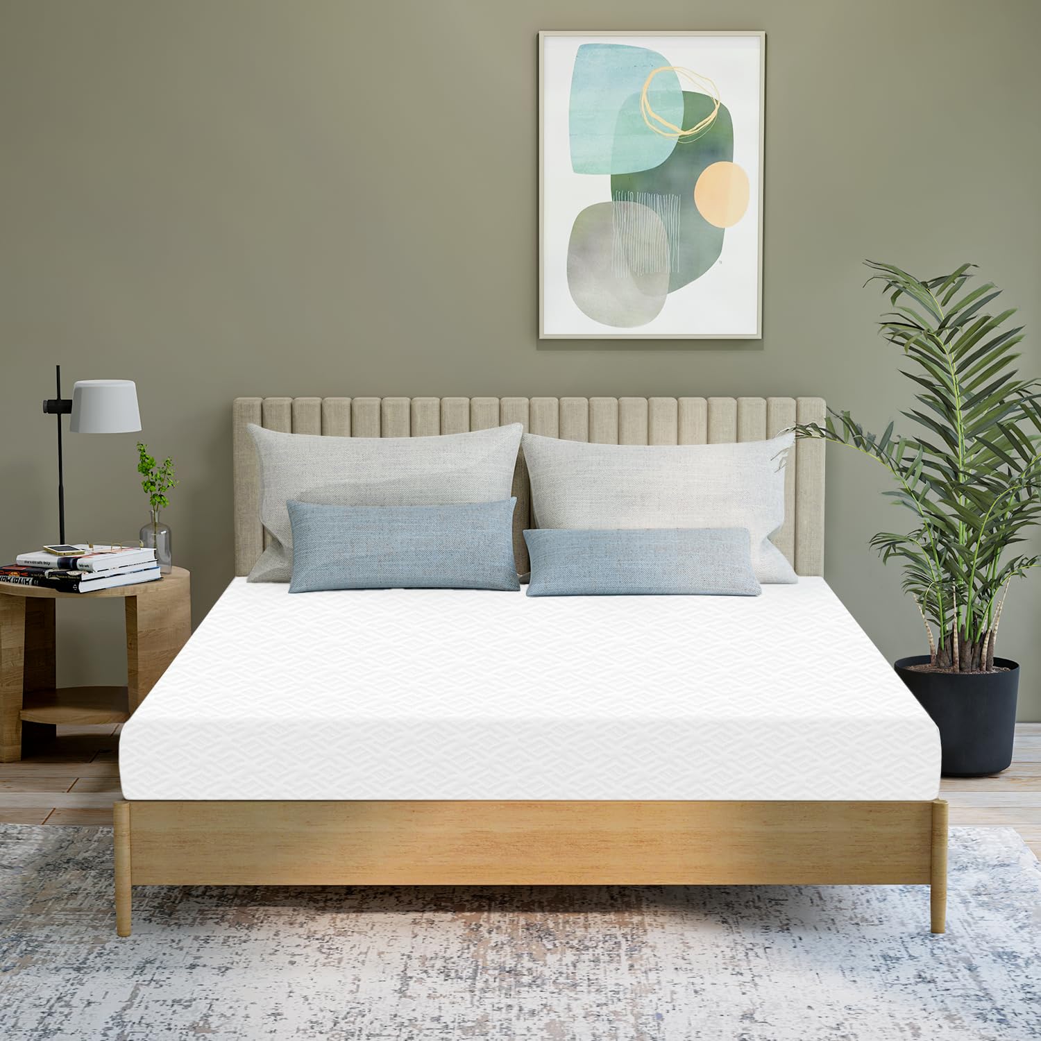 6 Inch Queen Cooling Green Tea Memory Foam Mattress - Medium Firm, CertiPUR-US Certified, Pressure Relief, Fiberglass Free - Mattress-in-a-Box for Ultimate Comfort - Perfect for Hot Sleepers & Back Pain Relief (Queen Size, 6 Inch)