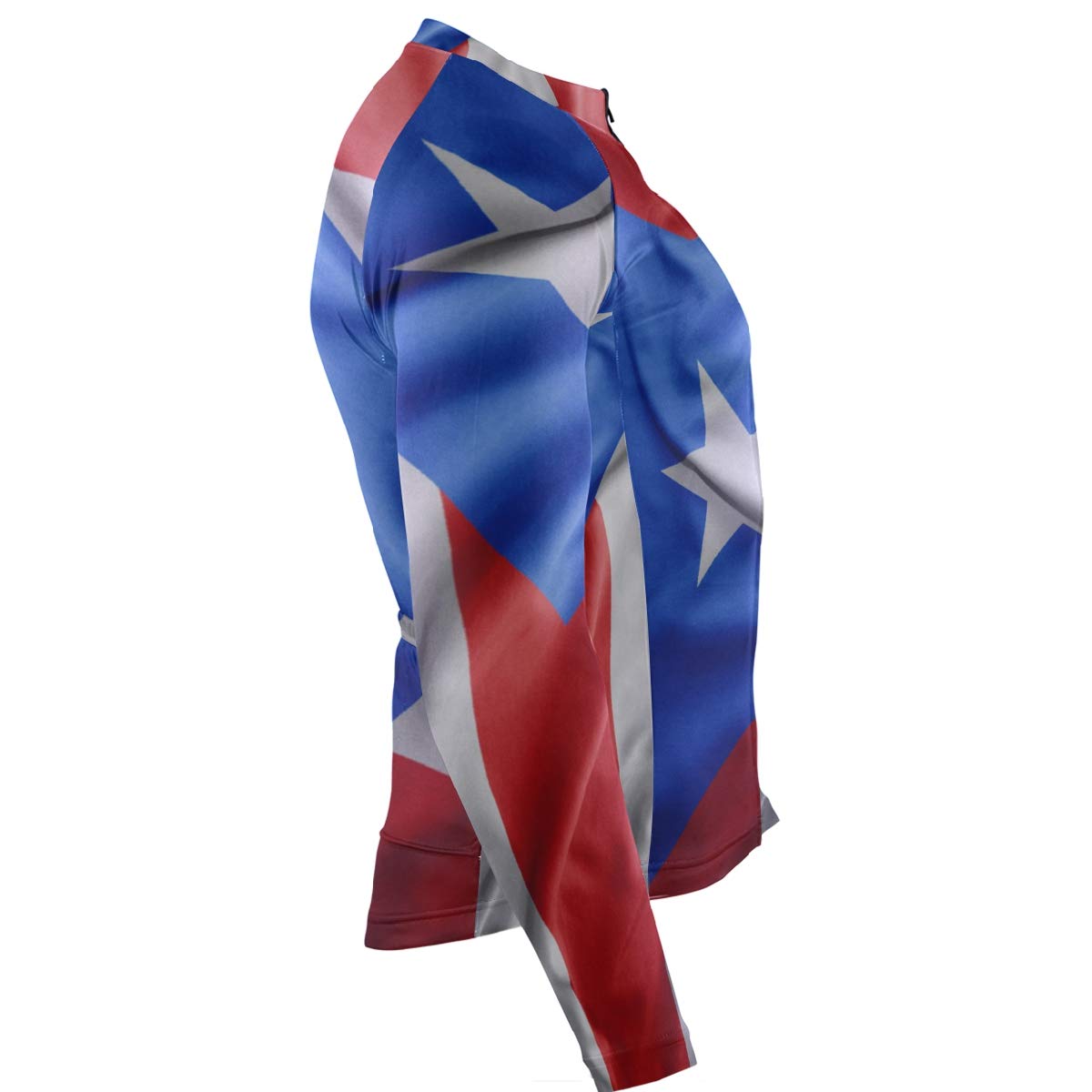 Puerto Rico Flag Men's Cycling Jersey - Long Sleeve Bike Jacket for Road & Mountain Biking - Breathable Performance Shirt for Cycling Enthusiasts & National Pride Supporters