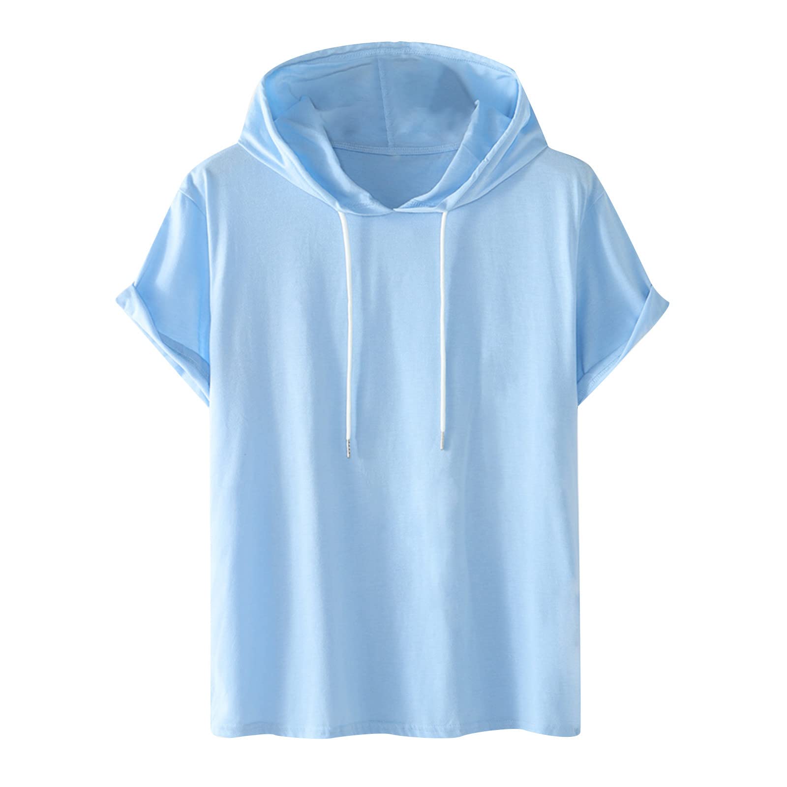 Men's Lightweight Hooded T-Shirt - Casual Short Sleeve Summer Tee for Workout & Everyday Wear - Plus Size Pullover Blouse - Perfect for Gym, Running and Outdoor Activities