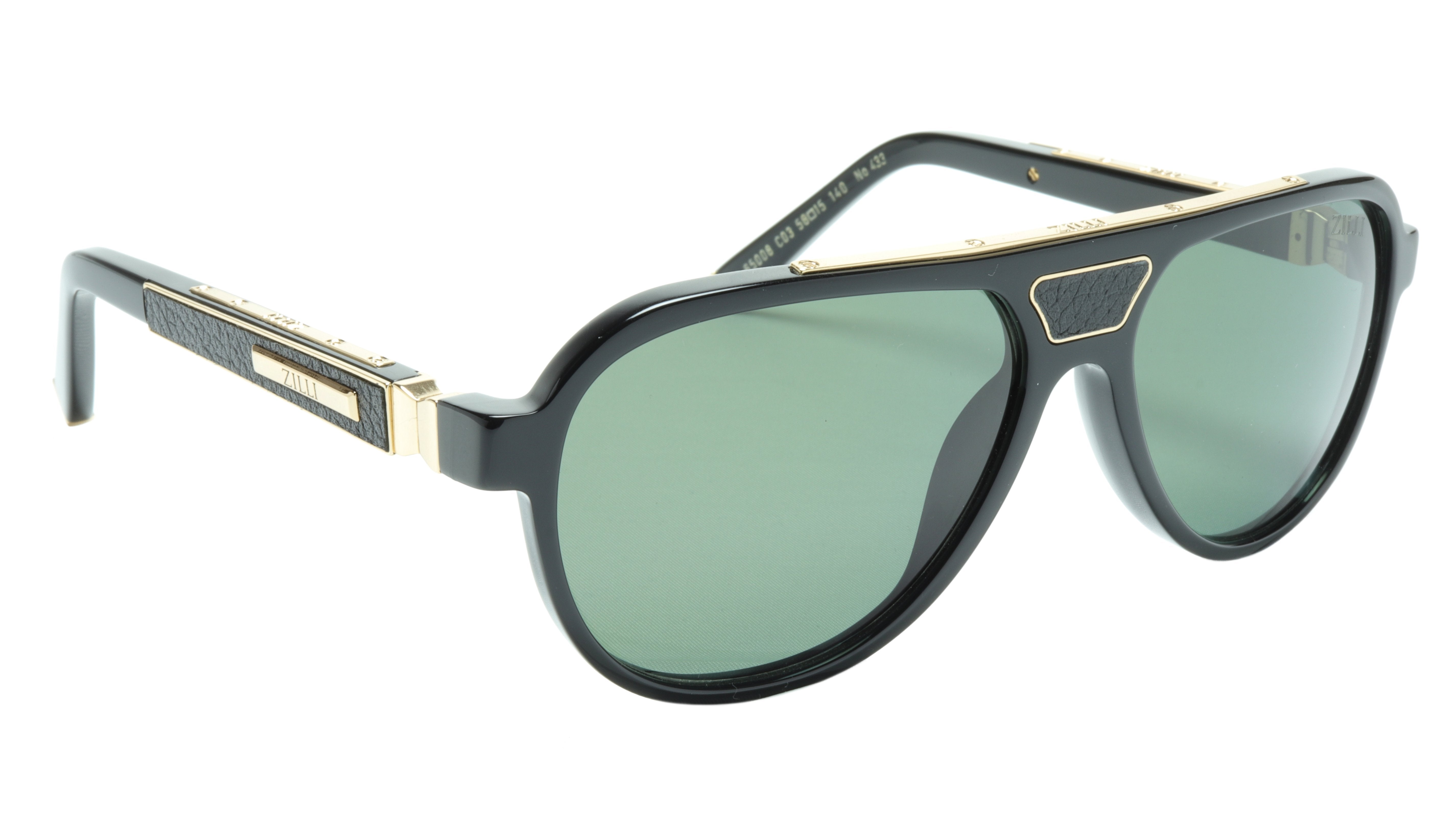 ZILLI Aviator Sunglasses for Men & Women - Polarized Green Lens, Black & Gold Metal Frames - UV400 Protection - Perfect for Driving, Travel & Outdoor Activities