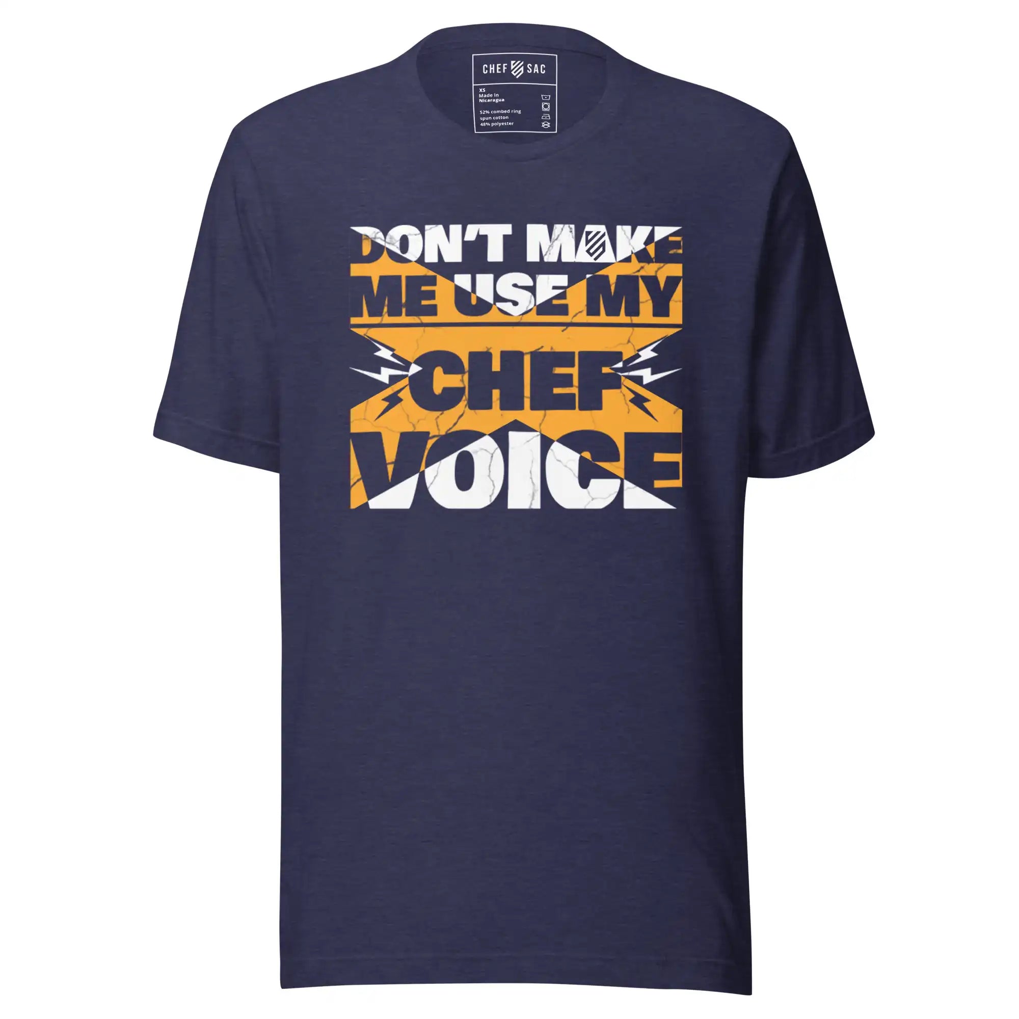 Funny Chef T-Shirt - Don't Make Me Use My Chef Voice - Kitchen Humor Apparel for Cooking Enthusiasts - Perfect for Chefs, Home Cooks & Culinary Students