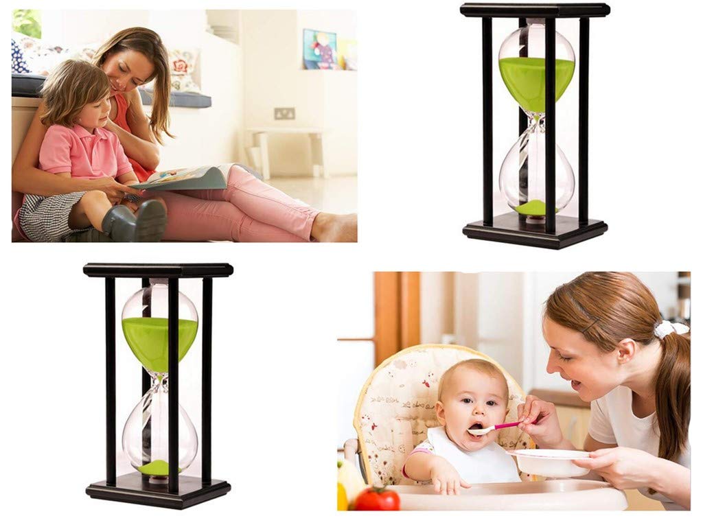 60 Minute Wooden Sand Timer Hourglass - Green Sandglass for Home, Office & School Decor | Perfect for Living Room, Coffee Table, Desk & Game Timing