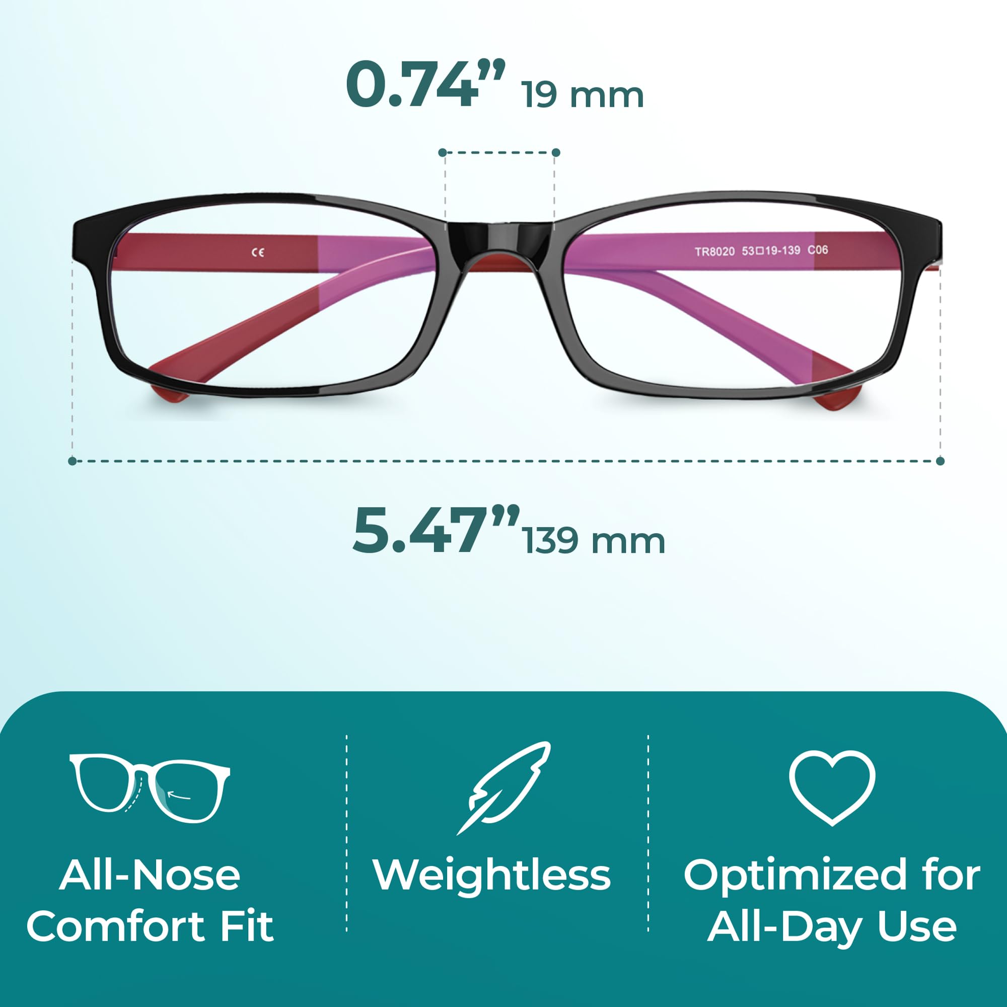 Blue Light Reading Glasses 2.00 for Men & Women - Anti Eyestrain for Computer Use