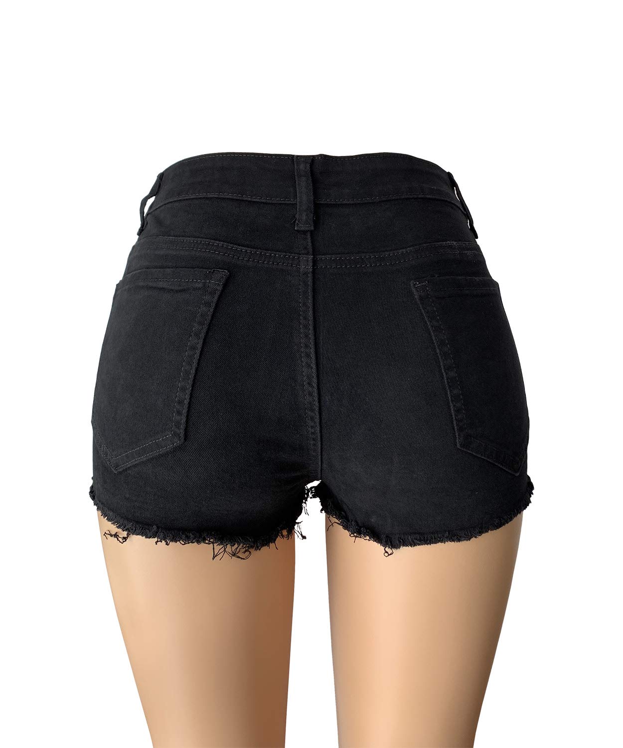 Aodrusa Women's Ripped Denim Shorts - Mid Rise Distressed Jeans for Curvy Fit | Body Enhancing Cutoff Shorts for Summer, Beach & Casual Outfits