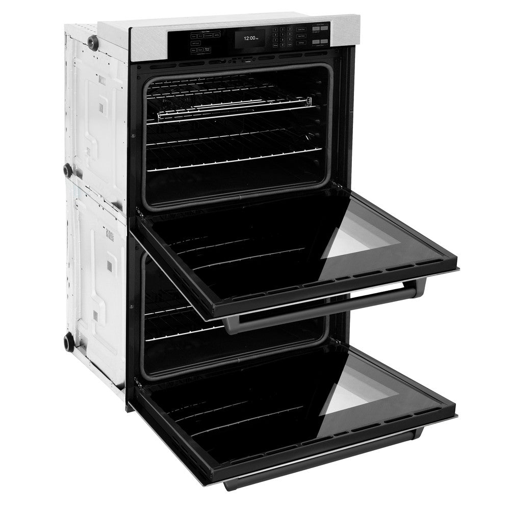 ZLINE 30 Inch Professional True Convection Double Wall Oven with Air Fry & Self-Clean - Satin Stainless Steel with Matte Black Handles (WADSZ 30 MB) | Perfect for Home Chefs & Entertaining | Commercial-Grade Baking, Roasting & Air Frying