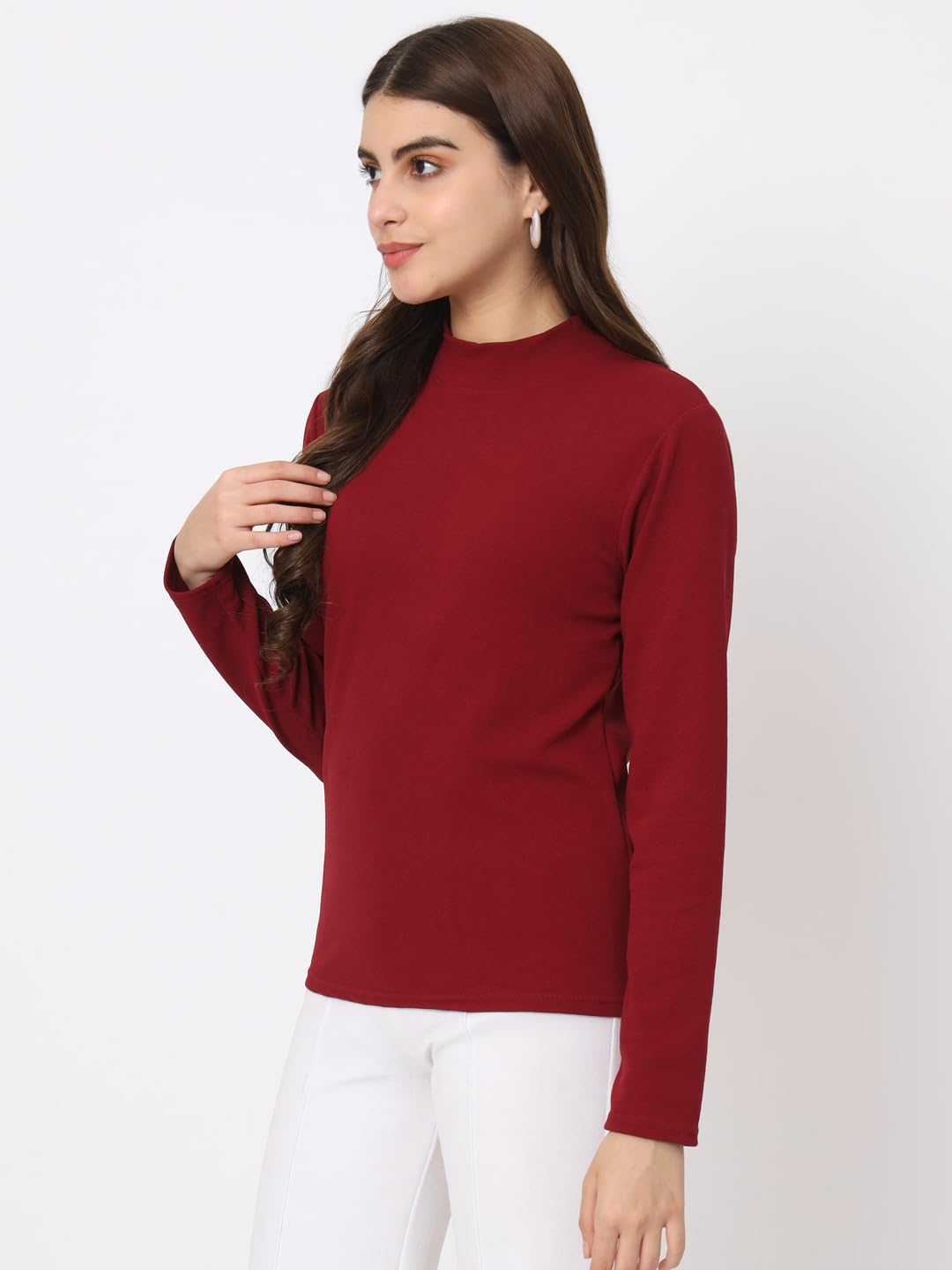 iStyle Can Solid High Neck Full Sleeve Stretchable Slim Fit Women's Top | Winter Warm Turtleneck Shirt for Women | Perfect for Office Wear, Casual Outfits & Cold Weather Layering