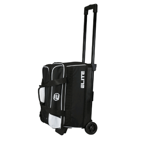 ELITE Premium Double Roller Bowling Bag - Black & White for Men & Women - Perfect for League Play, Tournaments & Travel