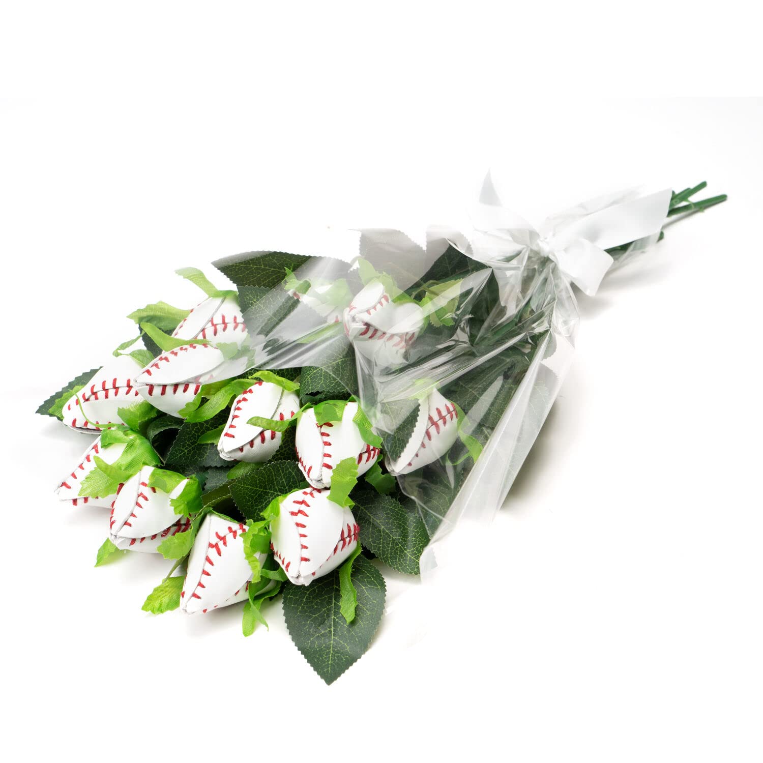 ChalkTalkSPORTS Baseball Rose Bouquet - 12 Real Leather Roses | Handmade Baseball Leather Flower Arrangement | Perfect Gift for Baseball Fans, Valentine's Day & Home Decor