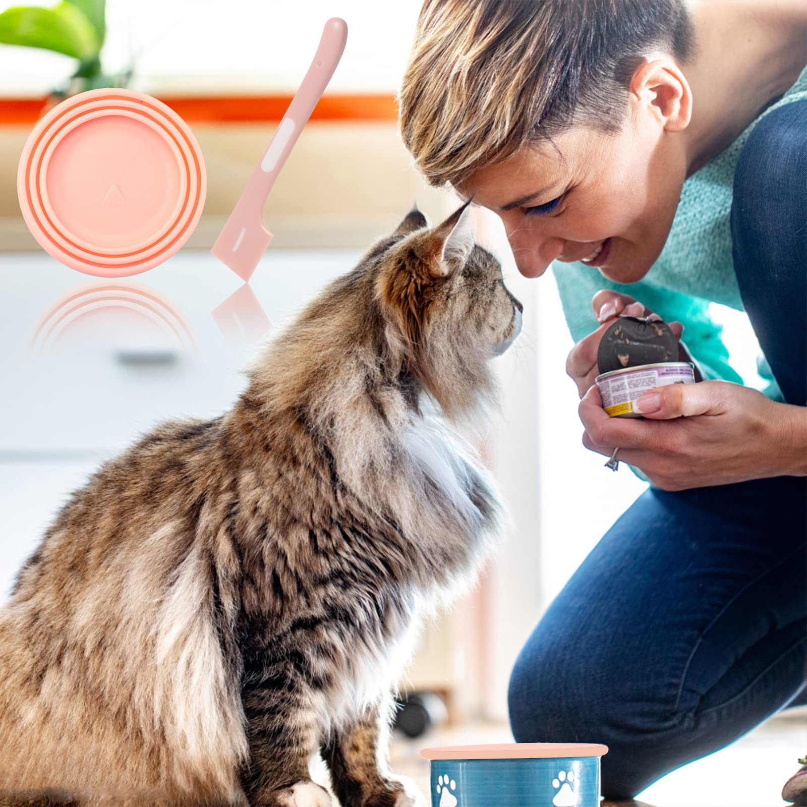 3PCS Silicone Pet Food Can Covers with Spoons - for Cat & Dog Wet Food Storage & Feeding