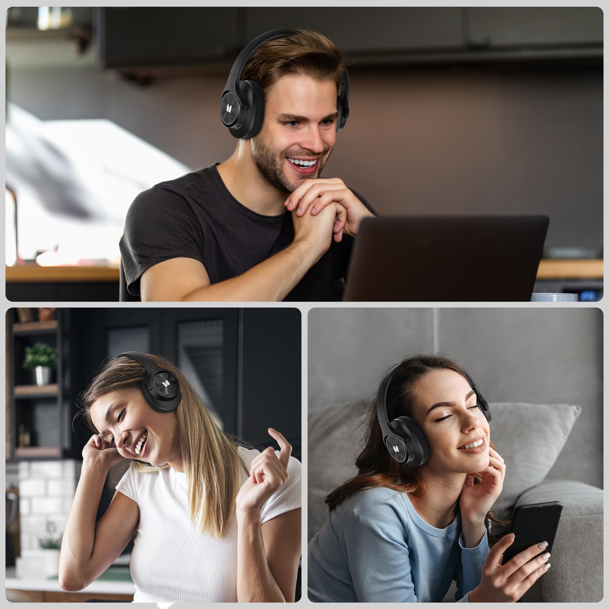 Monster Mission 200 Bluetooth Headphones - Wireless Over-Ear Headphones with 3 EQ Modes, HiFi Stereo Sound, Deep Bass, 70H Playtime, Low Latency, Foldable & Lightweight Design for Home, Office, Gaming, Travel, and Phone Calls