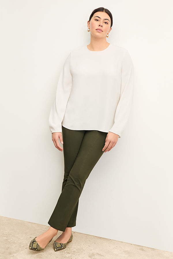 Foster Cigarette Pants for Women - PowerStretch High Waist Slim Fit Trousers in Dark Olive | Perfect for Work, Travel & Outdoor Activities