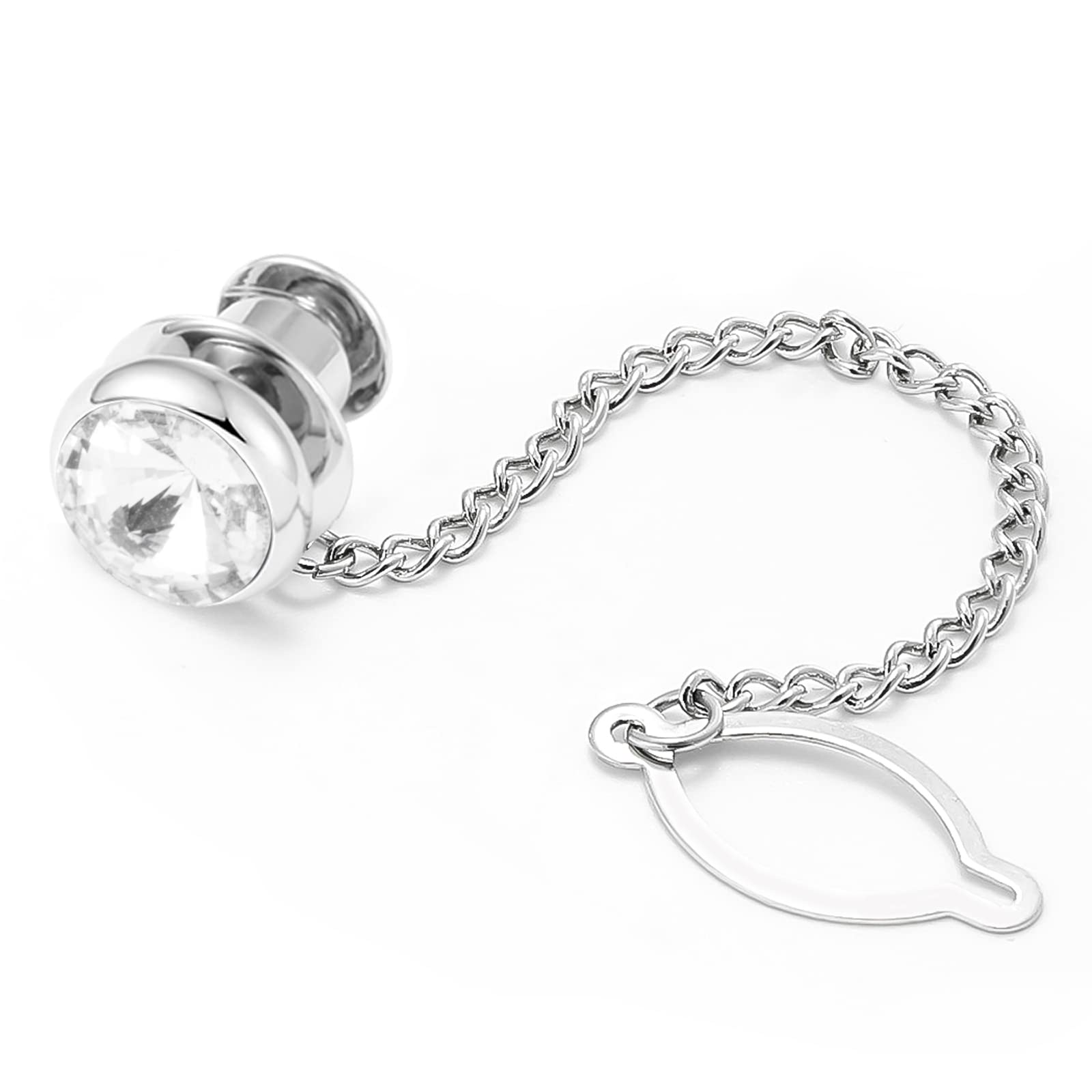 Silver Tie Pins for Men with Chain - Elegant Wedding & Business Gift Accessory