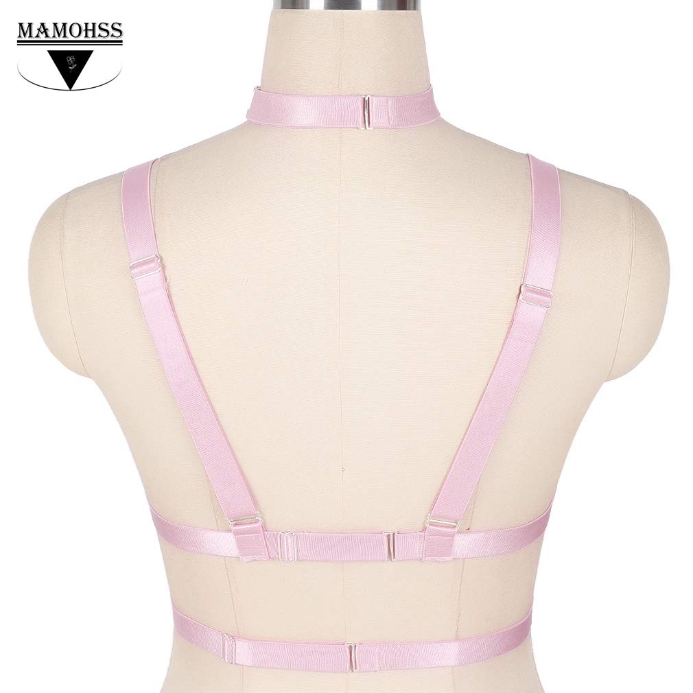 MAMOHSS Gothic Punk Strappy Lingerie - Women's Fashion Harness Elastic Bra with Cage Design | Perfect for Nightclubs, Cosplay & Alternative Fashion Outfits