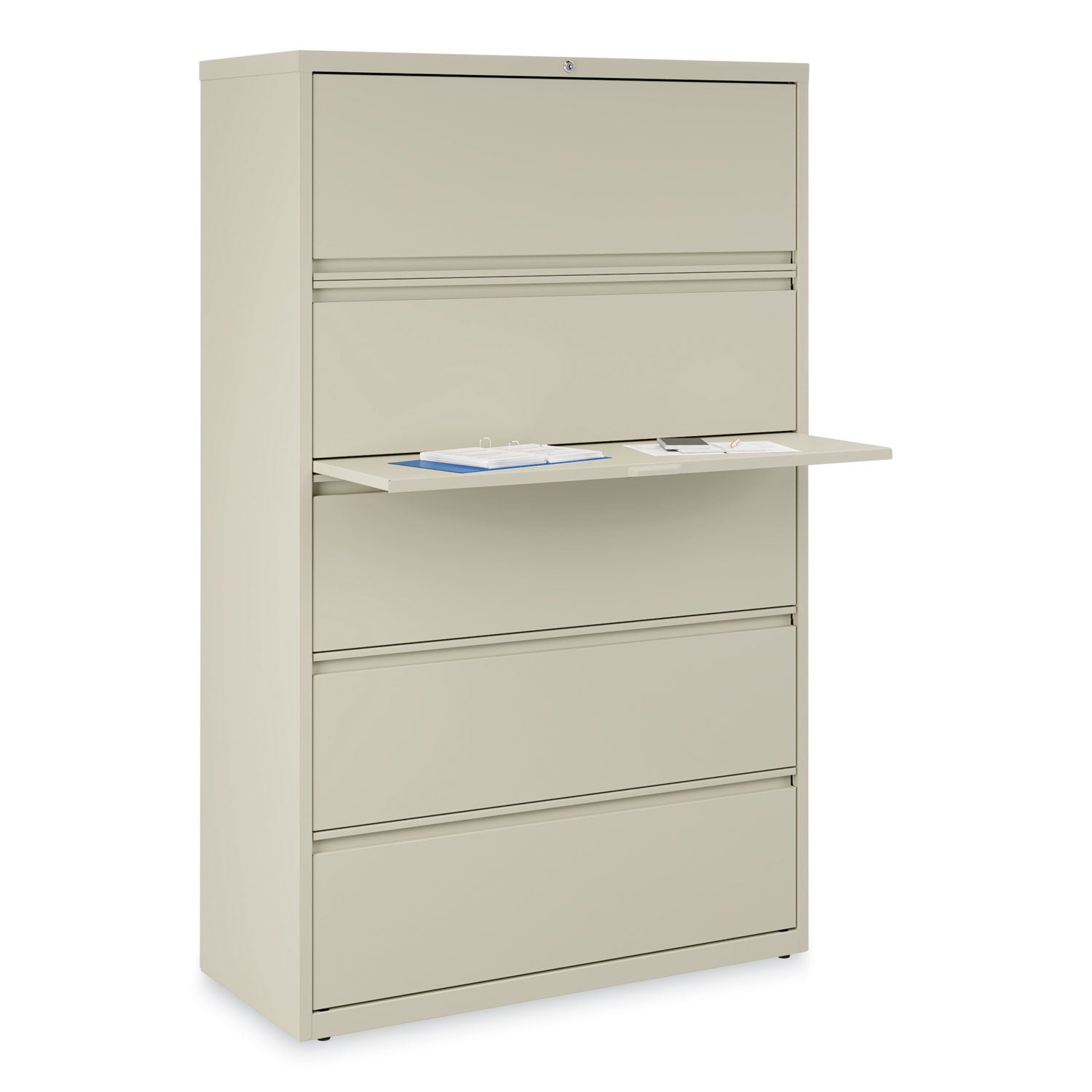 Alera® 5-Drawer Lateral File Cabinet - Legal/Letter/A4/A5 Size - Putty Finish - 42