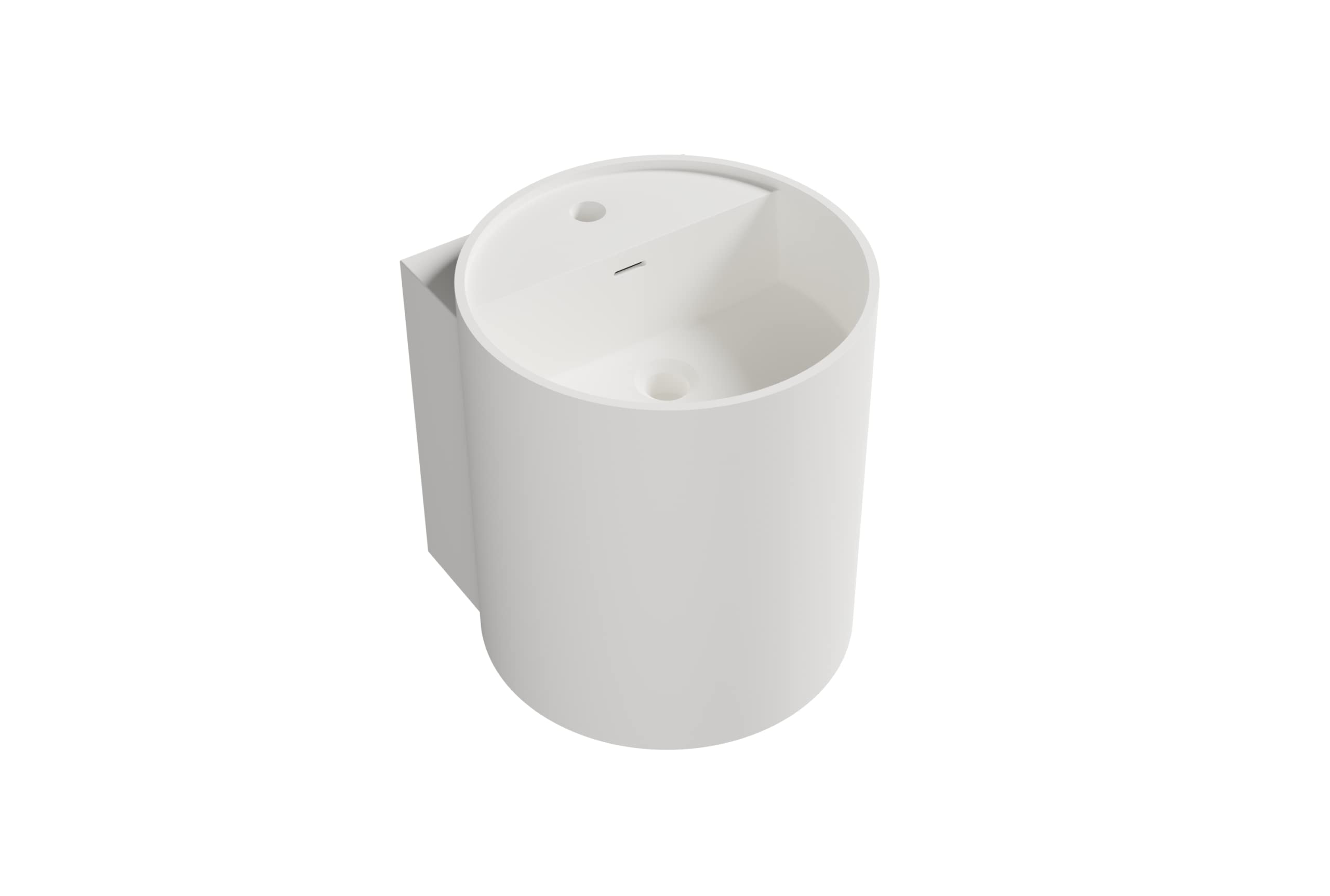 NT2440 Solid Stone Wall-Mounted Sink - 40 x 42 x 45 cm - Matte White, Pop-Up Drain - Modern Bathroom Vanity for Small Spaces & Contemporary Homes