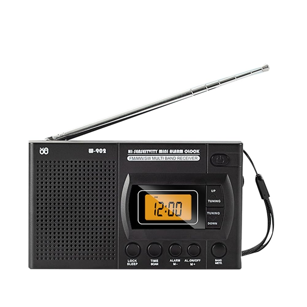 Paociuro Mini LCD AM/FM Radio - Portable Pocket Battery Operated Radio with Telescopic Antenna & Built-in Speaker - Perfect for Elderly, Walking, Jogging, Outdoor Activities, Emergency Use, and Travel