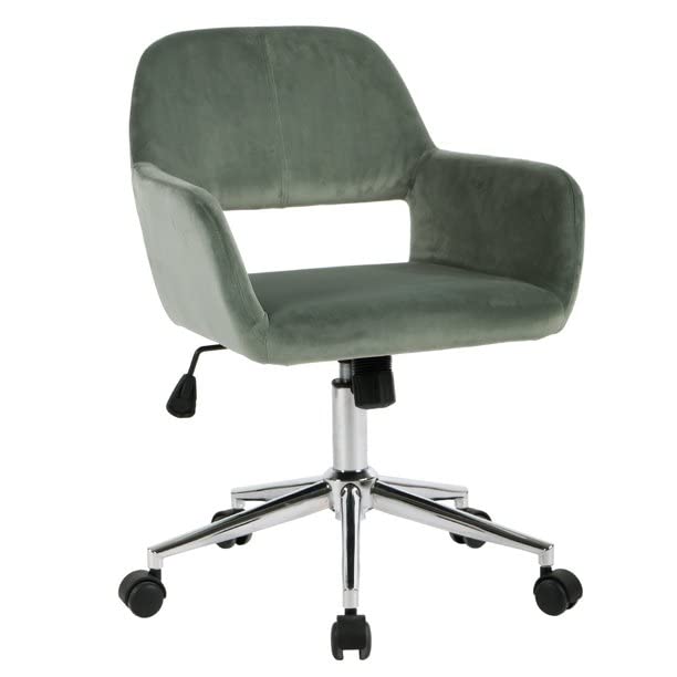 HomVent Velvet Swivel Desk Chair with Cute Hollow Mid-Back - Ergonomic Upholstered Task Chair for Office, Living Room, Vanity & Makeup Room - Perfect for Home Office, Gaming & Study Spaces