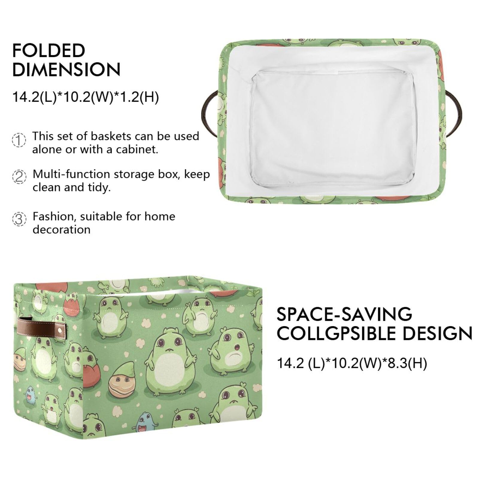 Foldable Canvas Storage Baskets with Handles - 2 Pack Rectangle Fabric Organizer Box for Clothes, Home & Office Organization | Perfect for Closet Shelves, Bedroom Decor & Kids' Room Storage